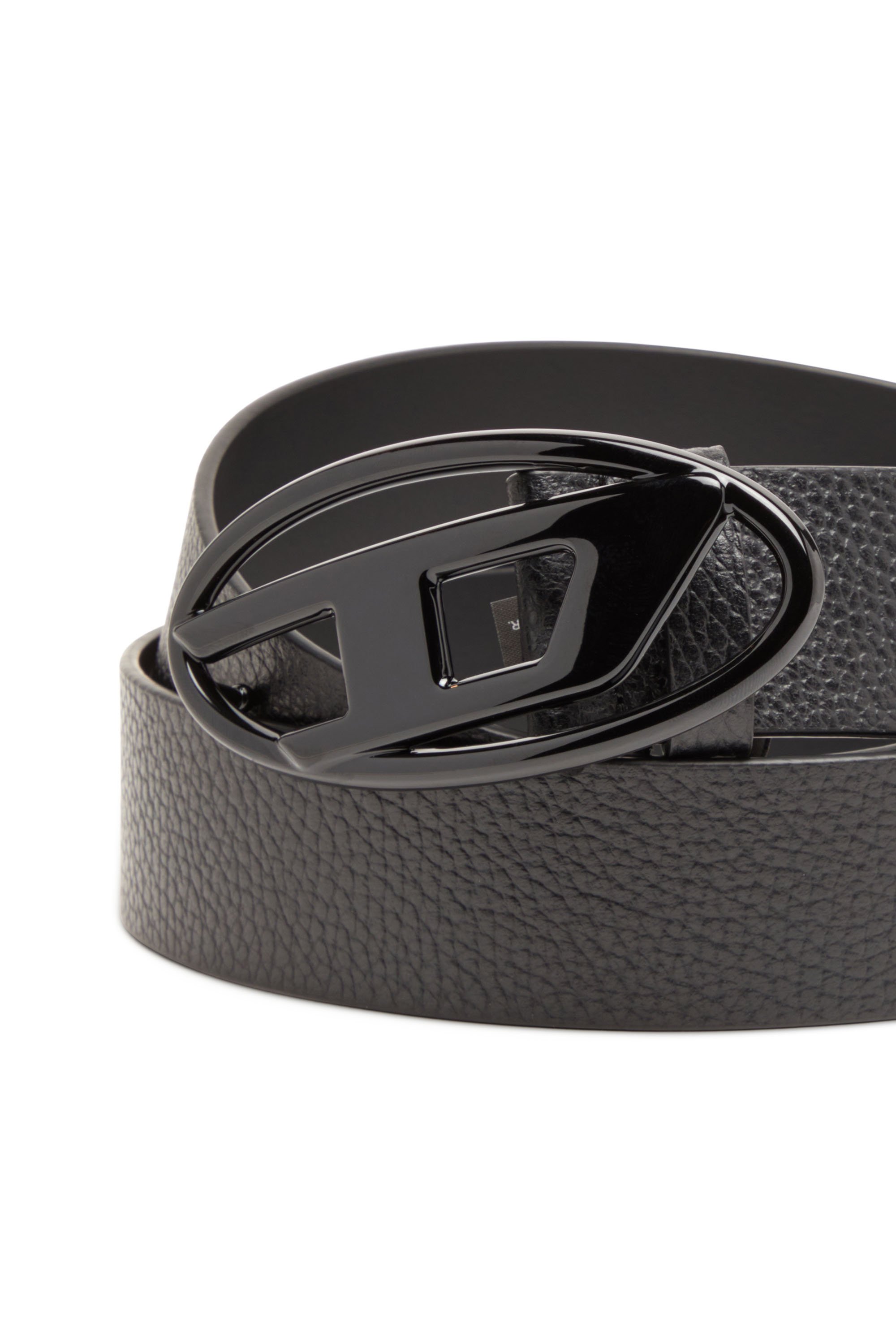 Diesel - B-1DR, Unisex Leather belt with matte buckle in Black - Image 4