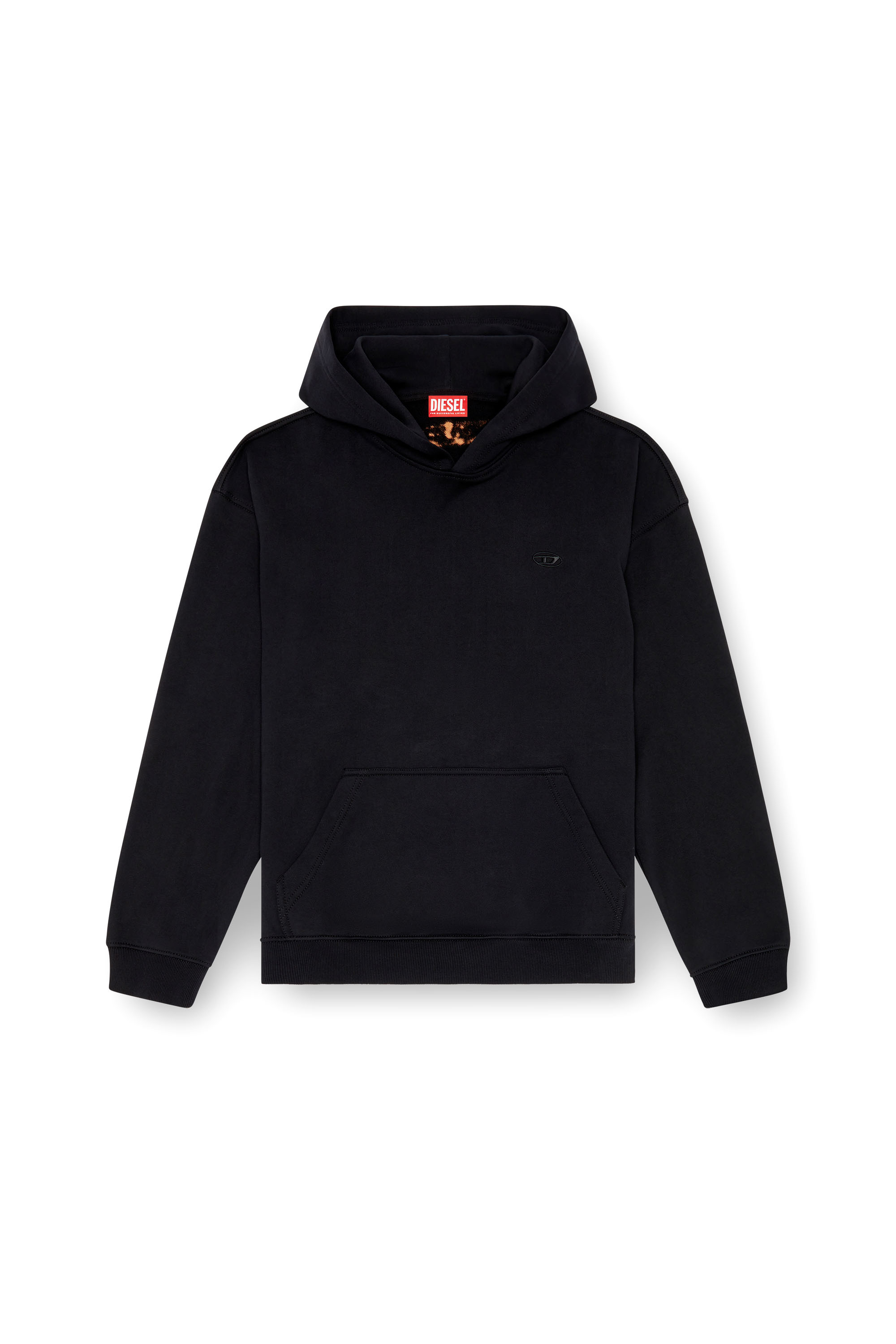 ★DIESEL★ S Max Pope Hood Black A112580EJAA9XX A112580EJAA9 S-MACS-HOOD-OD Men: Oversized black hoodie metallic logo