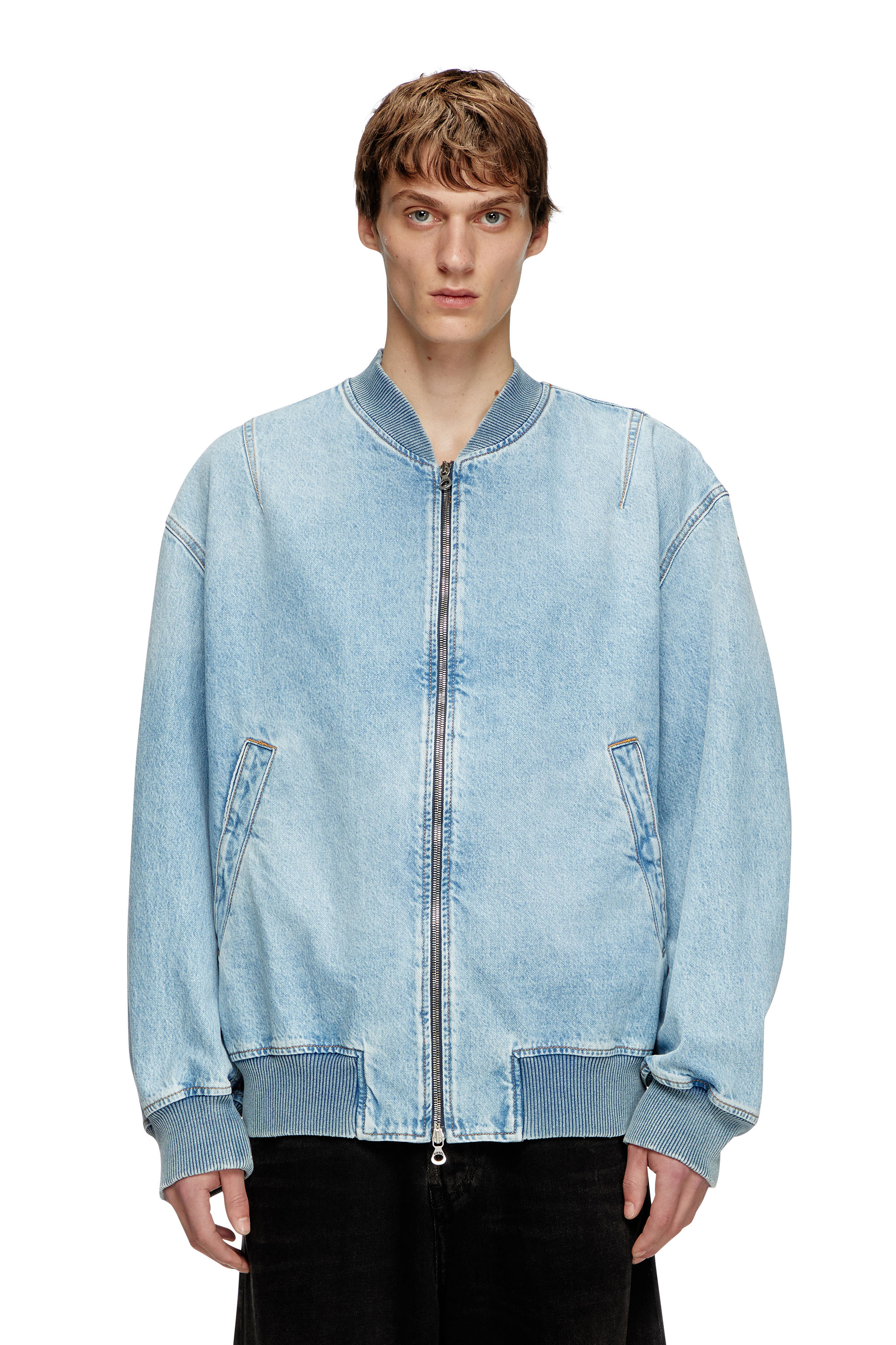 Diesel - D-VINZ, Man's Bomber jacket in denim in Light Blue - 5