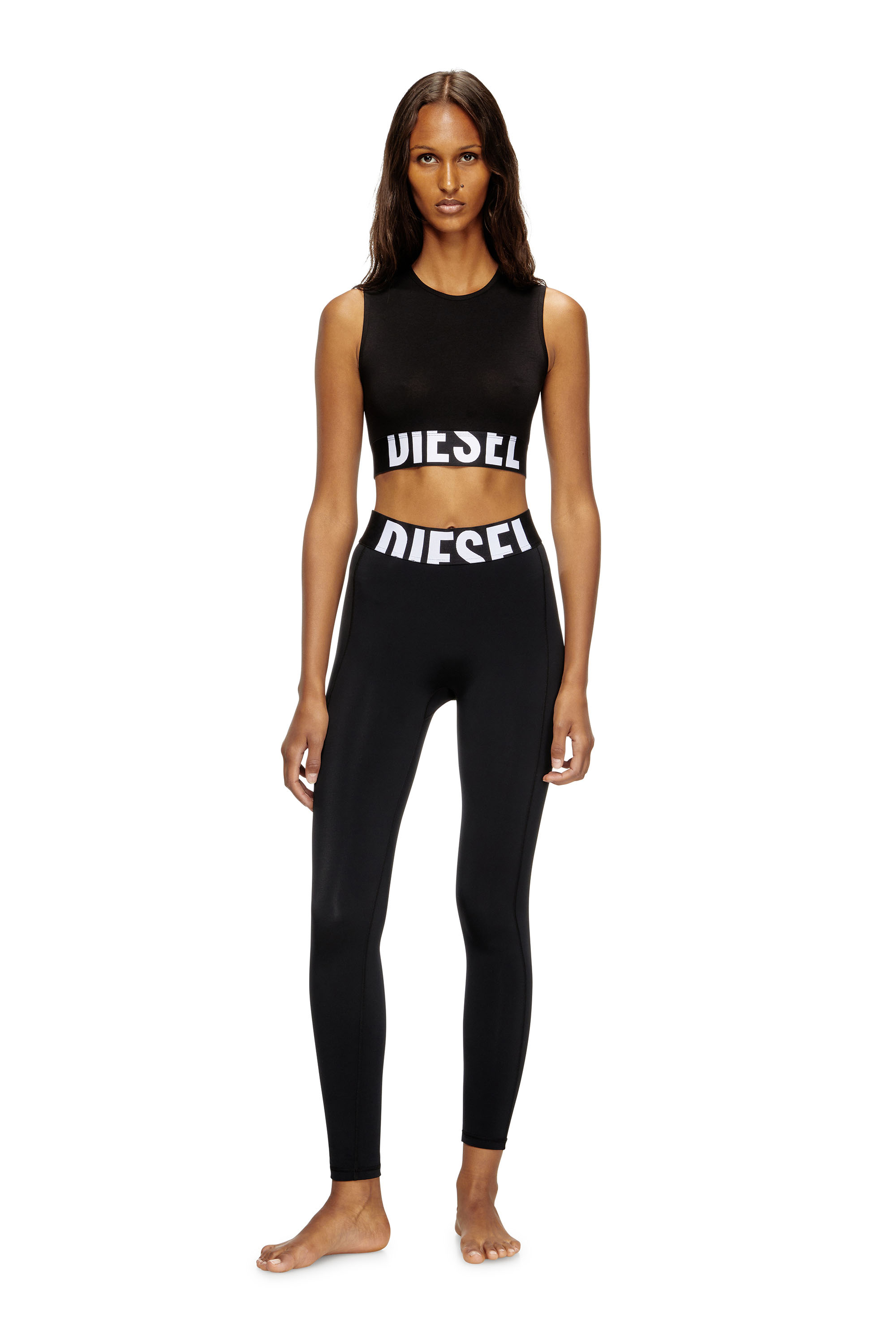 Diesel - ADA-D-POP, Camiseta con tirantes recortada con logotipo recortado Mujer in Negro - 3