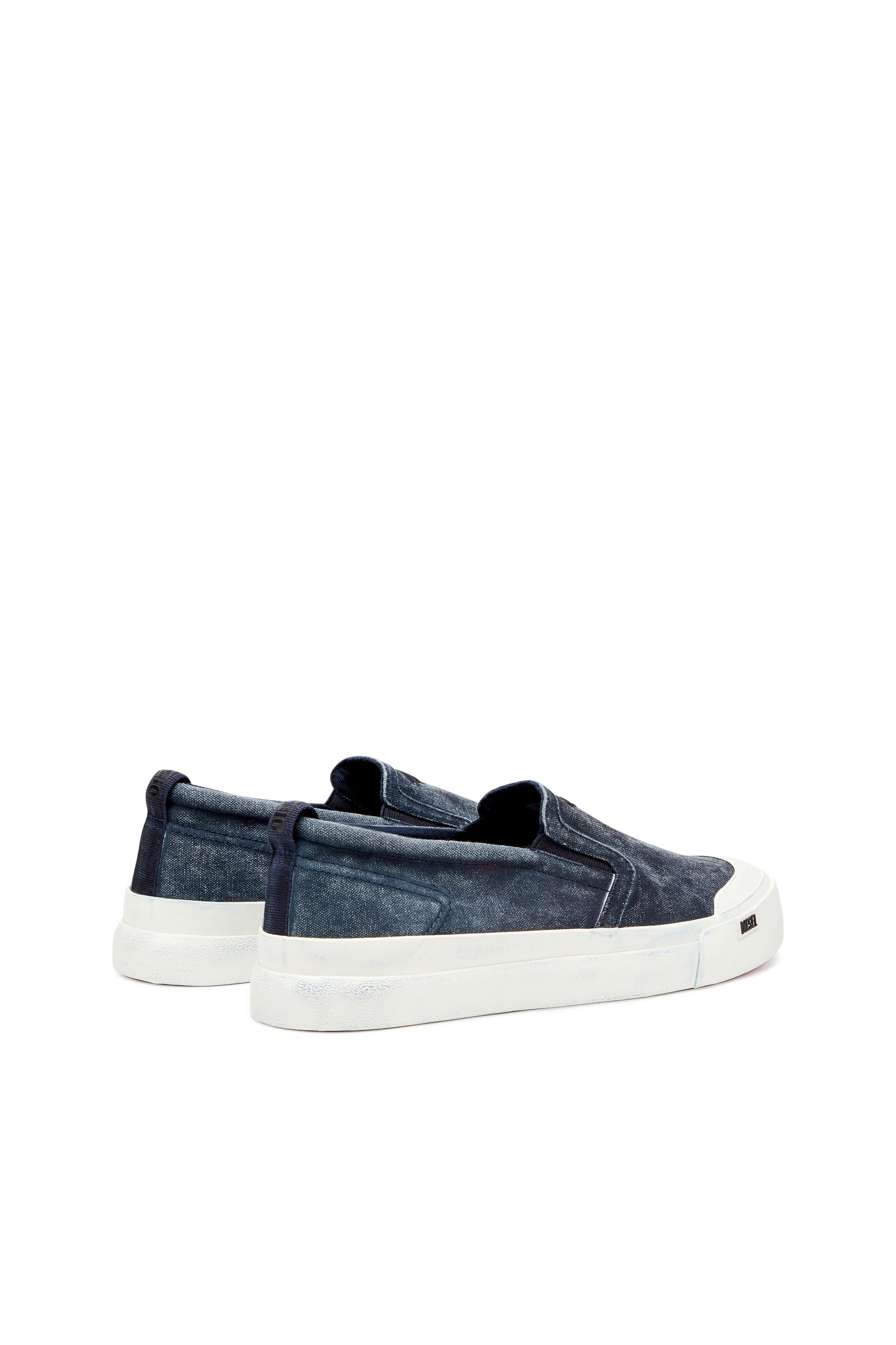 Diesel - S-ATHOS SLIP ON, Man Canvas slip-on sneakers with D embroidery in Blue - Image 3