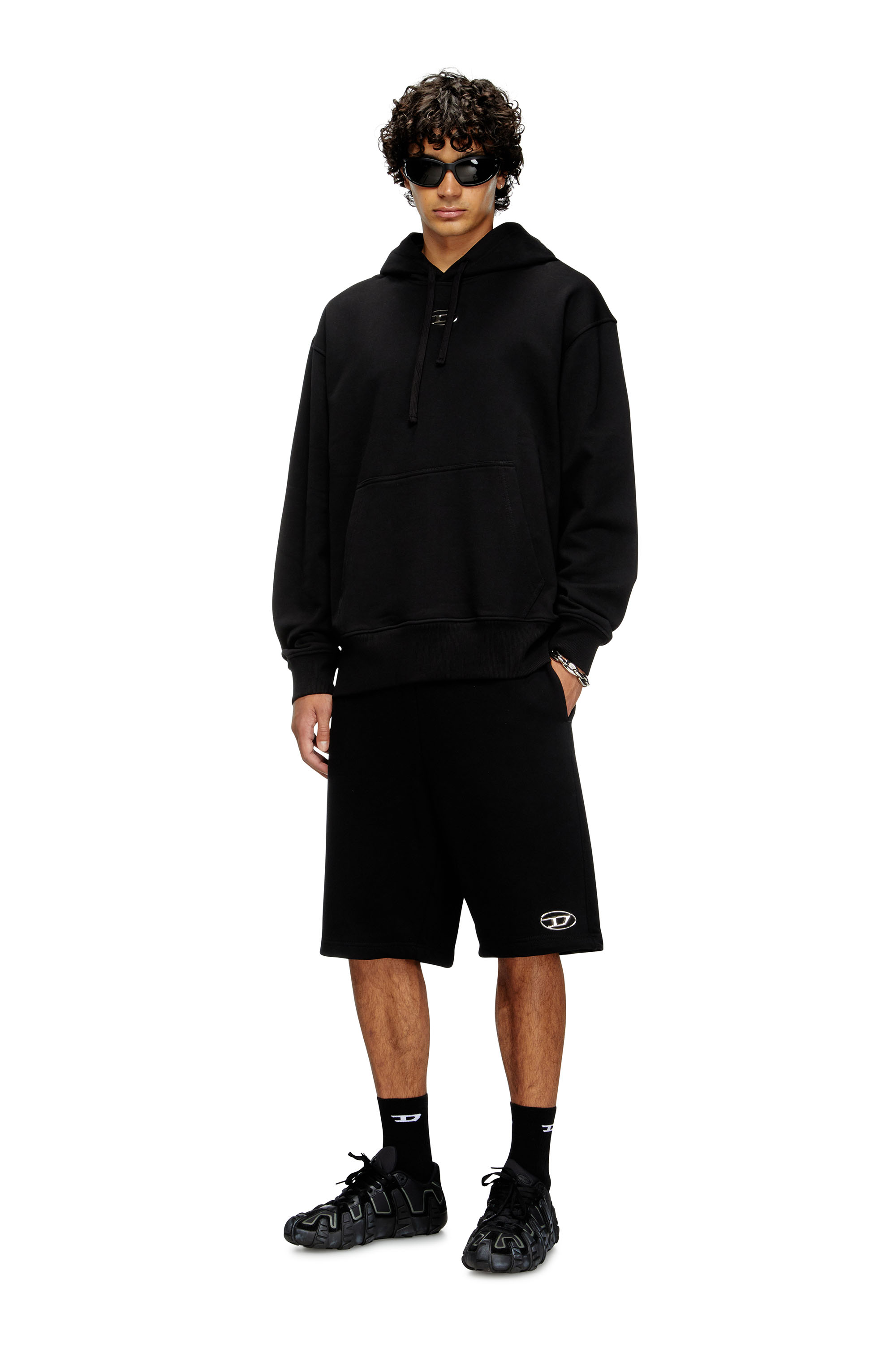 Diesel - P-MARSHY-OD, Pantalones deportivos cortos con logotipo moldeado por inyección Hombre in Negro - 2
