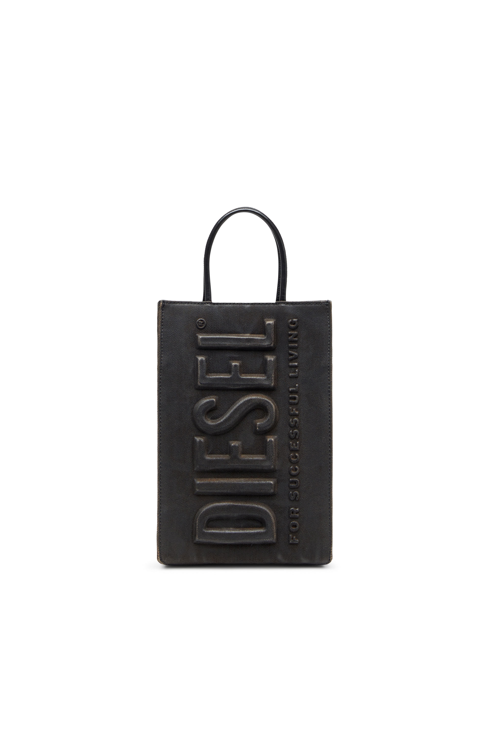 Diesel - LES SHOPPERS SHOPPER M X, Les Shoppers-Bolso tote de denim recubierto en relieve Hombre in Negro - 1