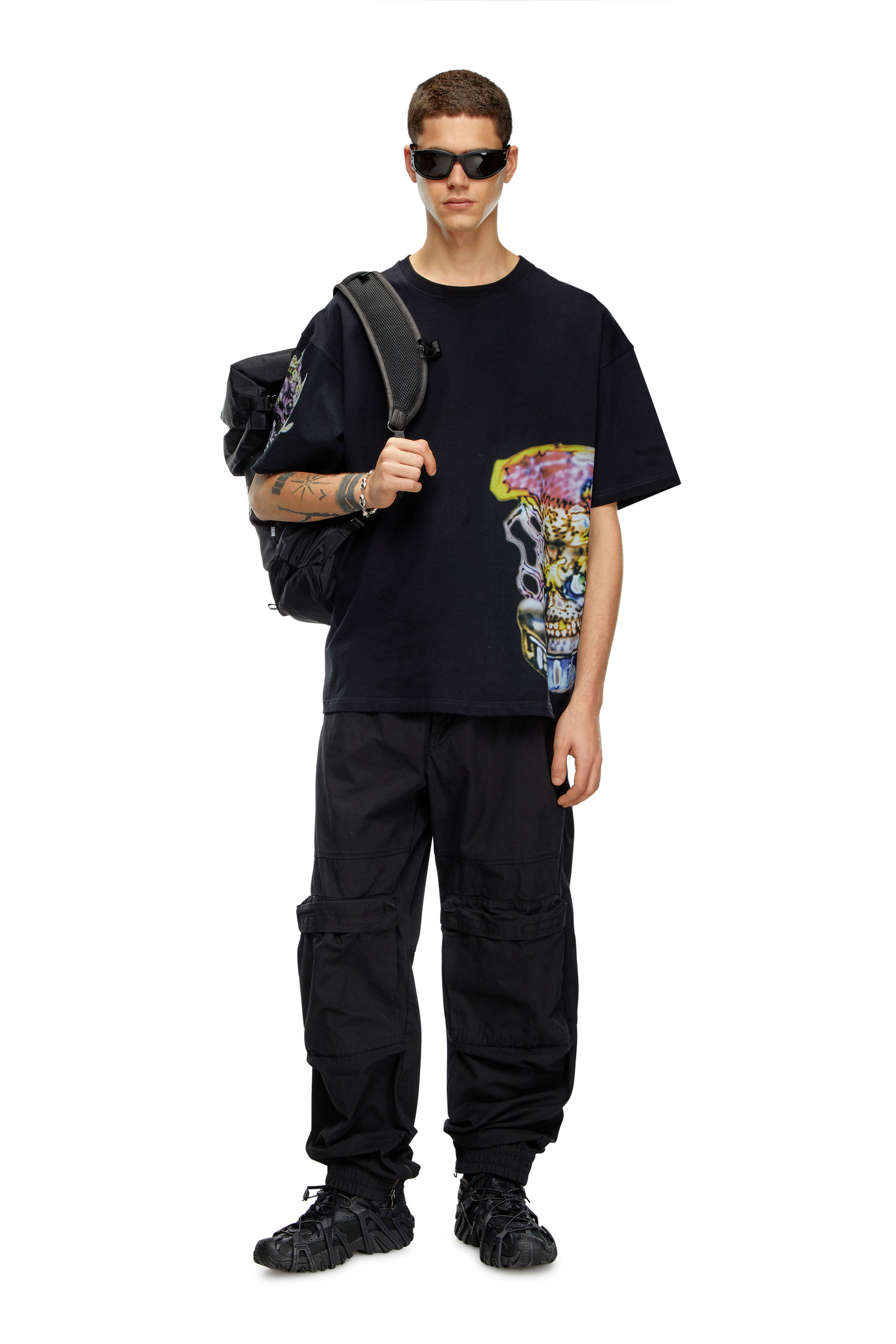 Diesel - P-BEECK, Man Cargo pants in faded organic cotton in Black - Image 3