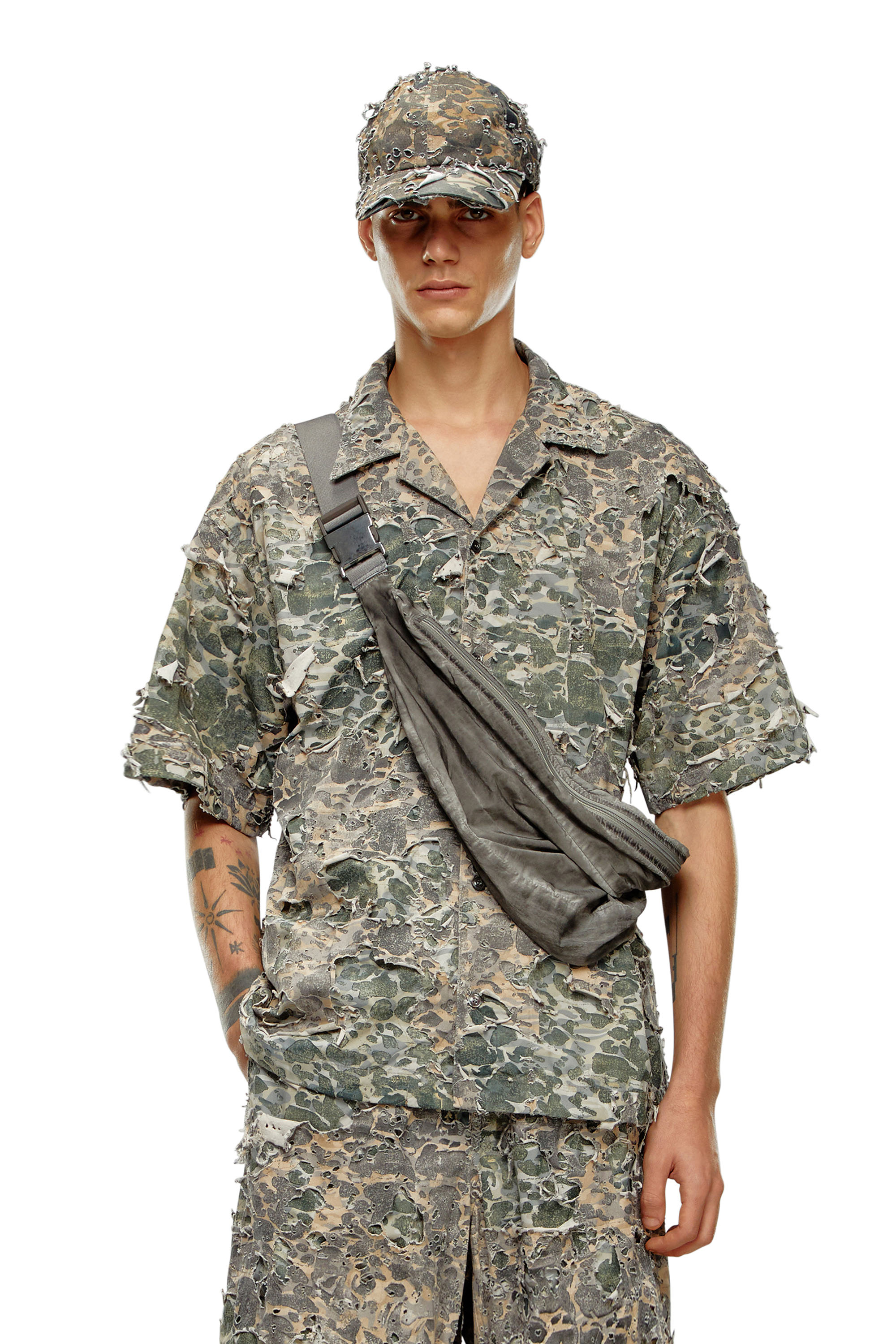 DIESEL 異素材切り替え　高機能 オーバーサイズ モッズコート ネイビー Men's Shirts: in Denim, Cotton, with Logo | Diesel®