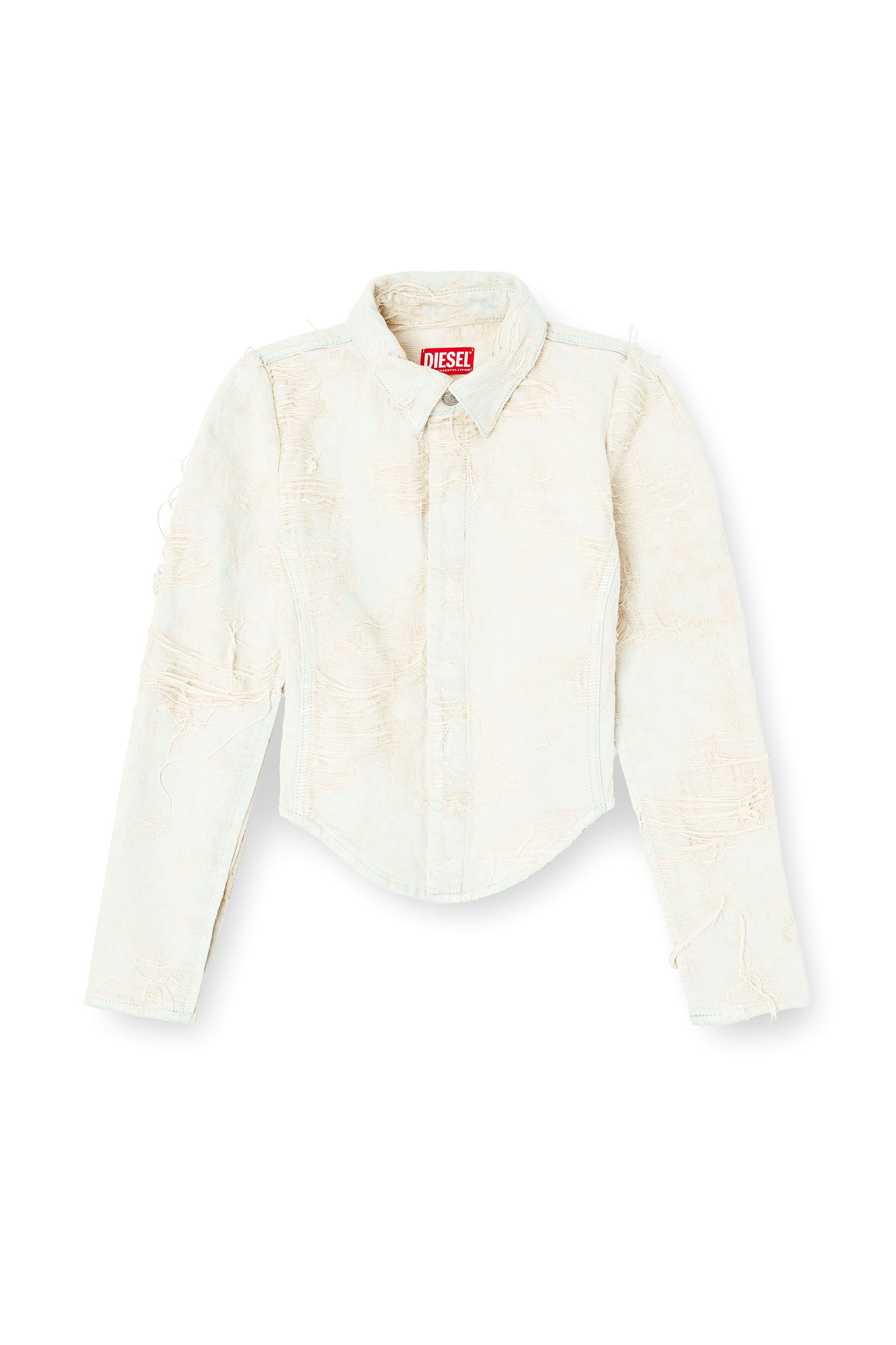 Diesel - DE-MADELINE-FSG, Woman's Shirt in jacquard denim with floating threads in White - 4