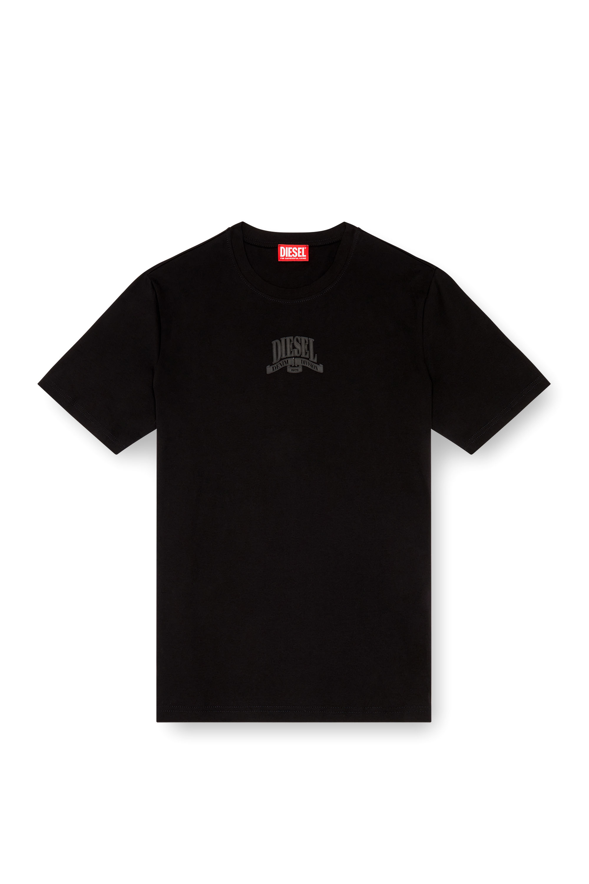 Diesel - T-MADJUST-K1, Man Interlock T-shirt with tonal Diesel print in Black - Image 4