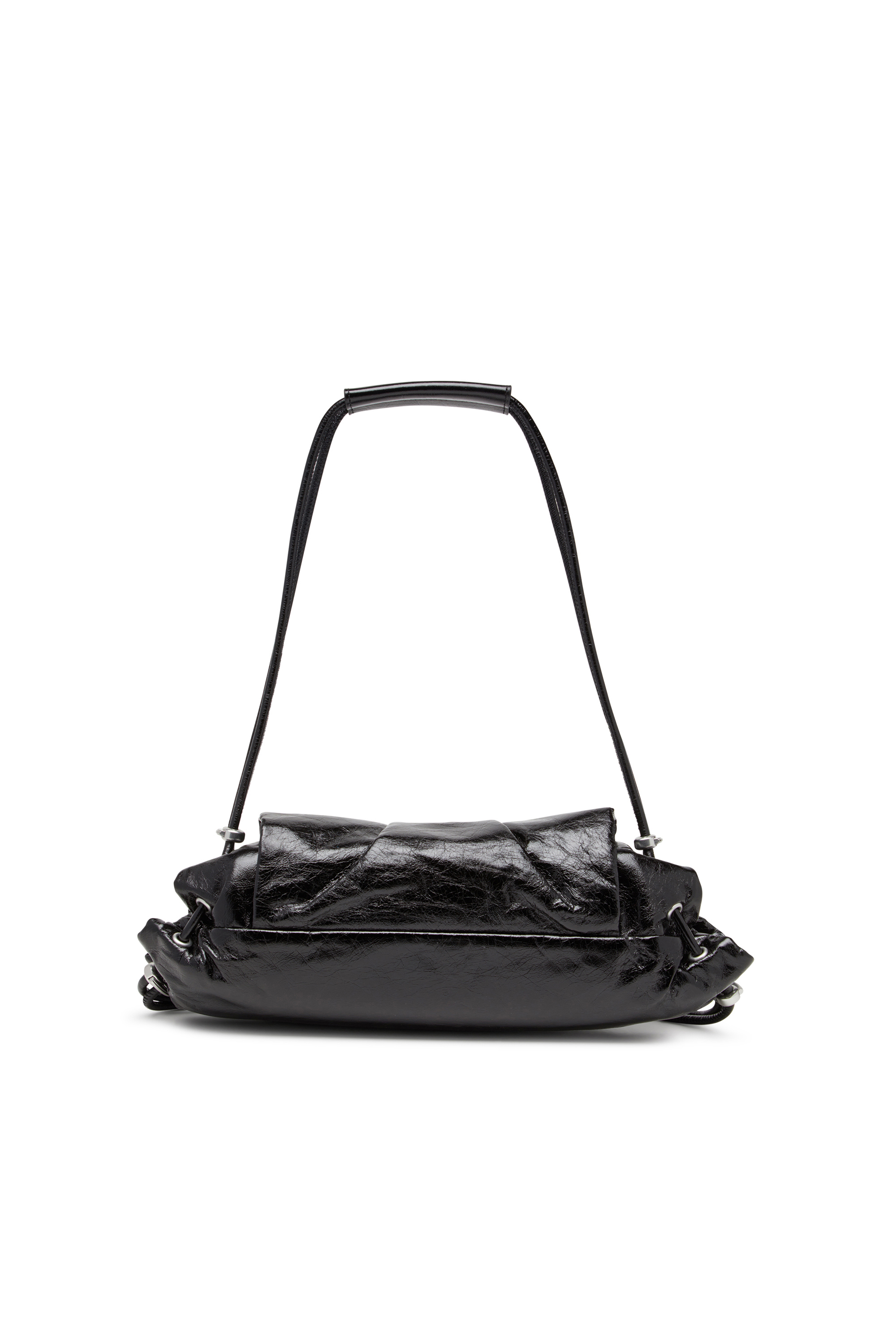 Diesel - SCRUNCH-D SHOULDER S, Woman's Scrunch-D S-Shoulder bag in scrunched leather in Black - 3