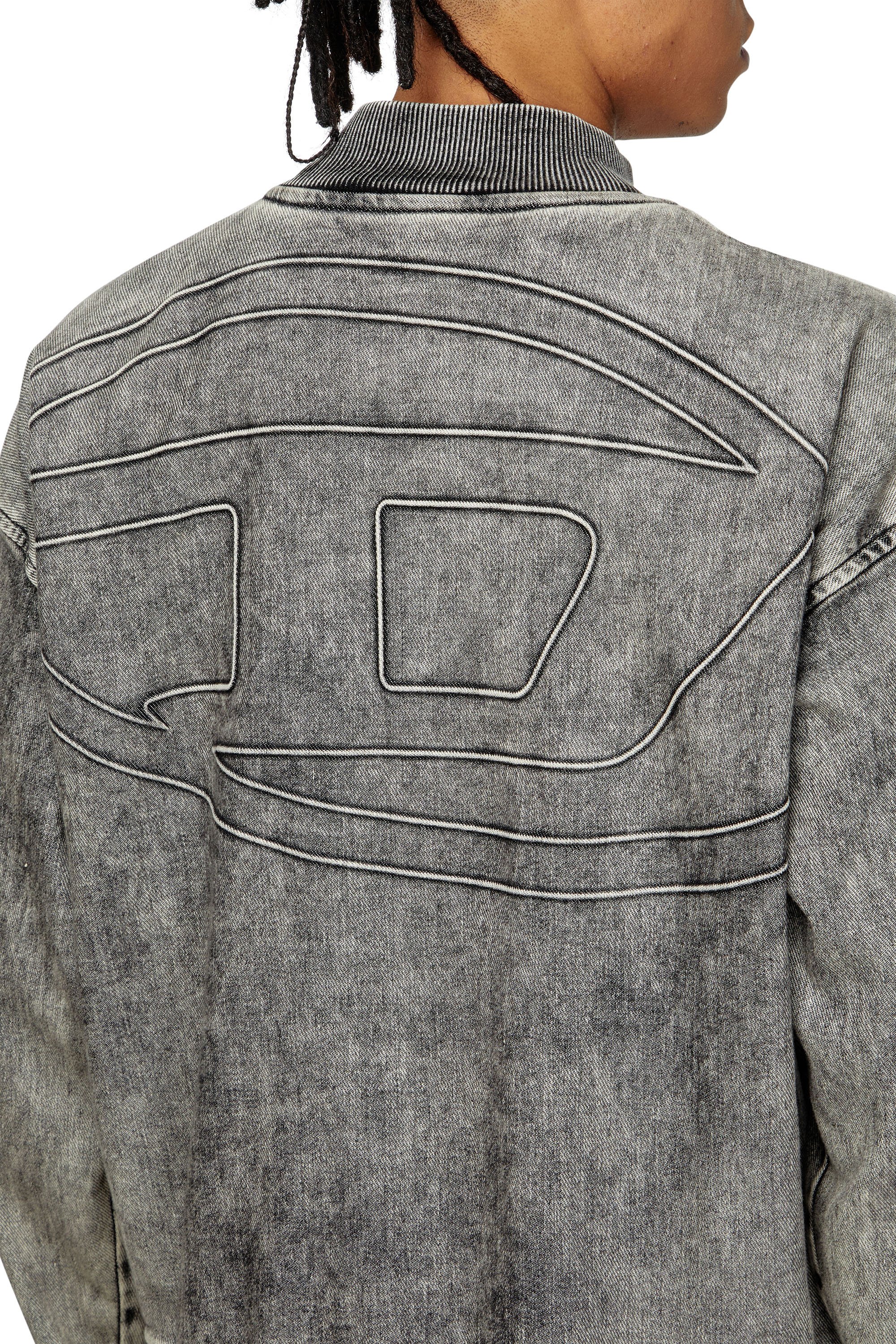 Diesel - D-CARLY-S TRACK, Unisex's Track Denim zip-up sweater with Oval D in Dark grey - 4