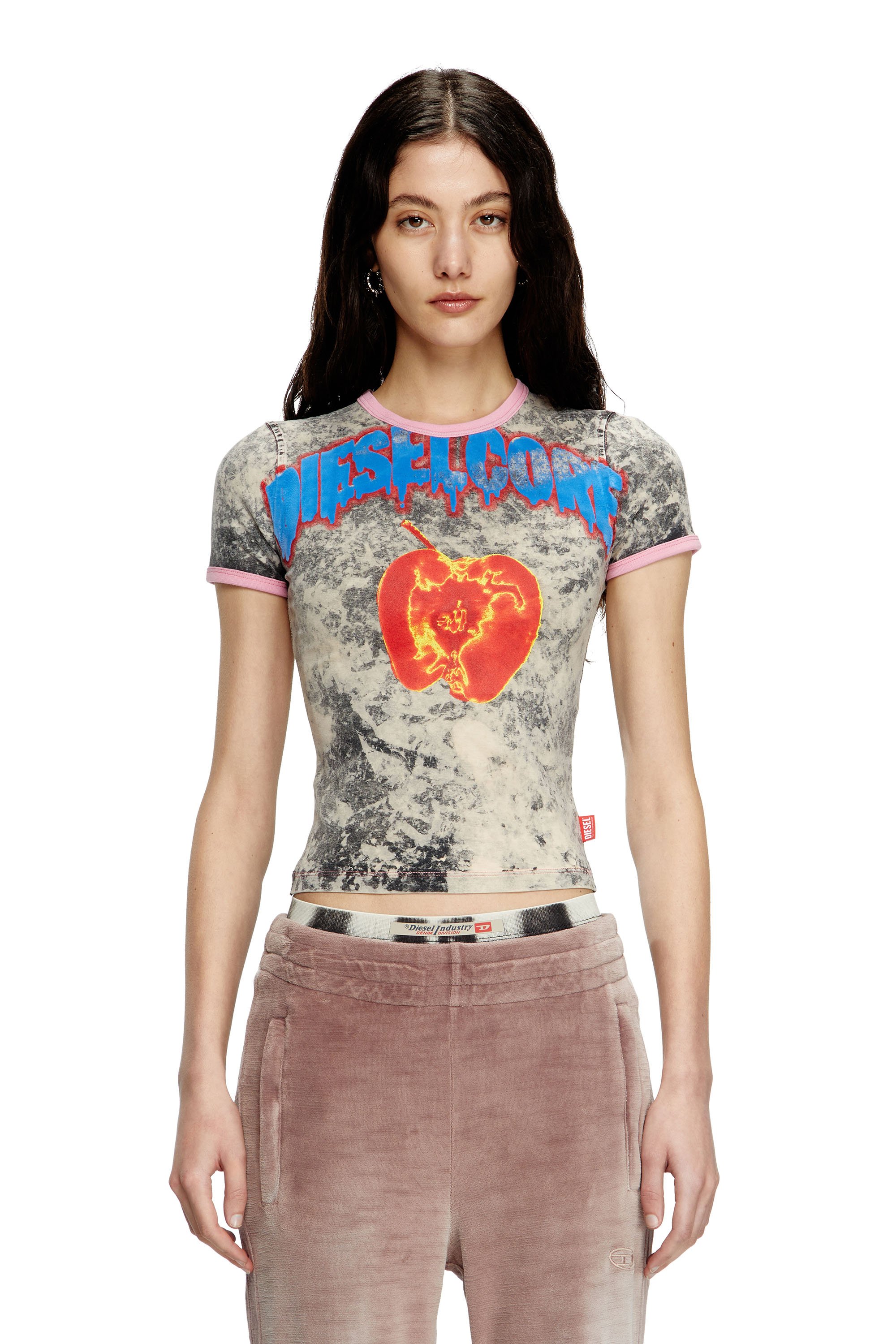 Diesel - T-UNCUTIES-SHORT-Q1, Camiseta con estampado Diesel Core Mujer in ToBeDefined - 1