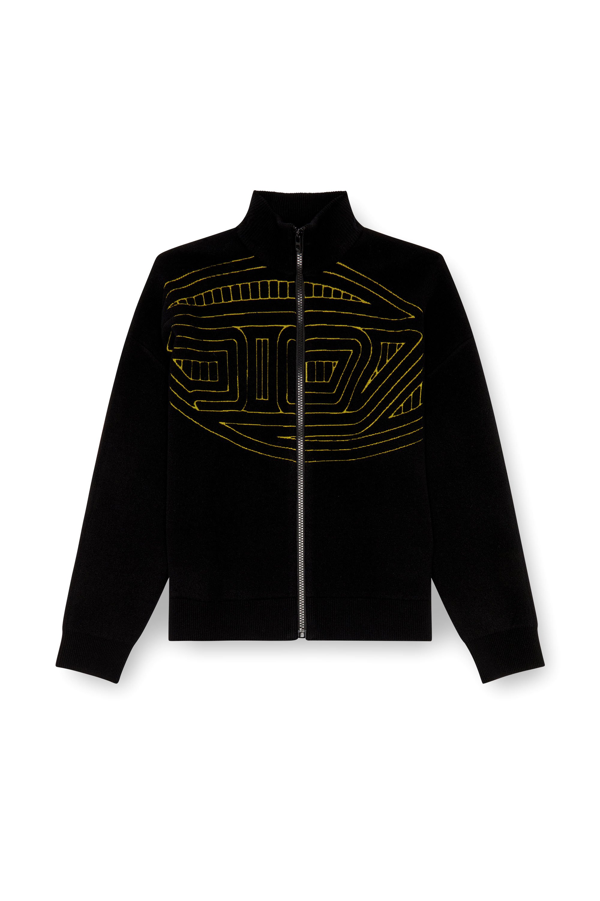 Diesel - K-RALUS, Man Wool-blend zip sweater with graphic logo in Black - Image 5