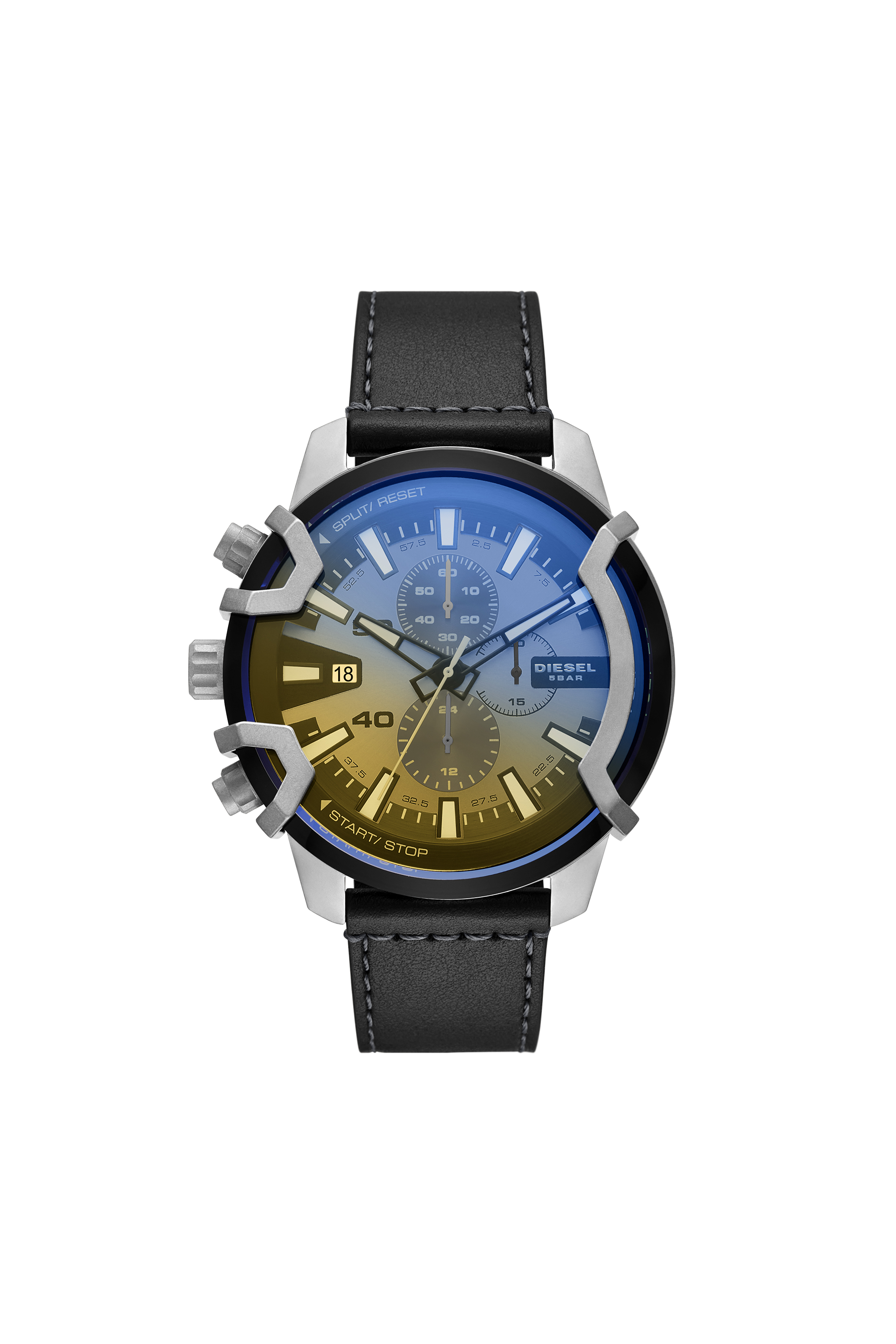 DZ4584 Man: Griffed chronograph black leather watch | Diesel