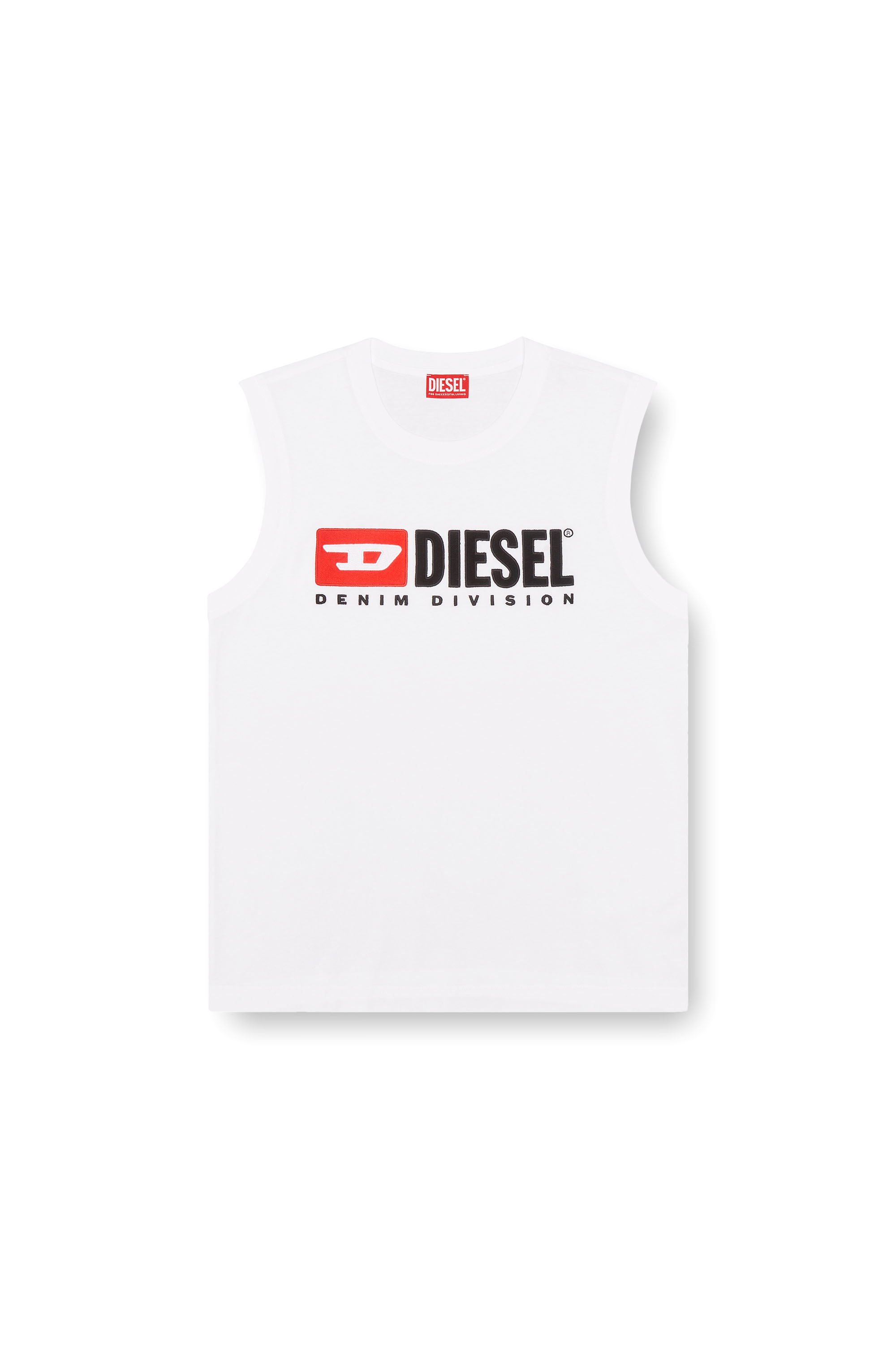 Diesel - T-ISCO-DIV, Camiseta sin mangas con logotipo estampado en el pecho Hombre in Blanco - 4