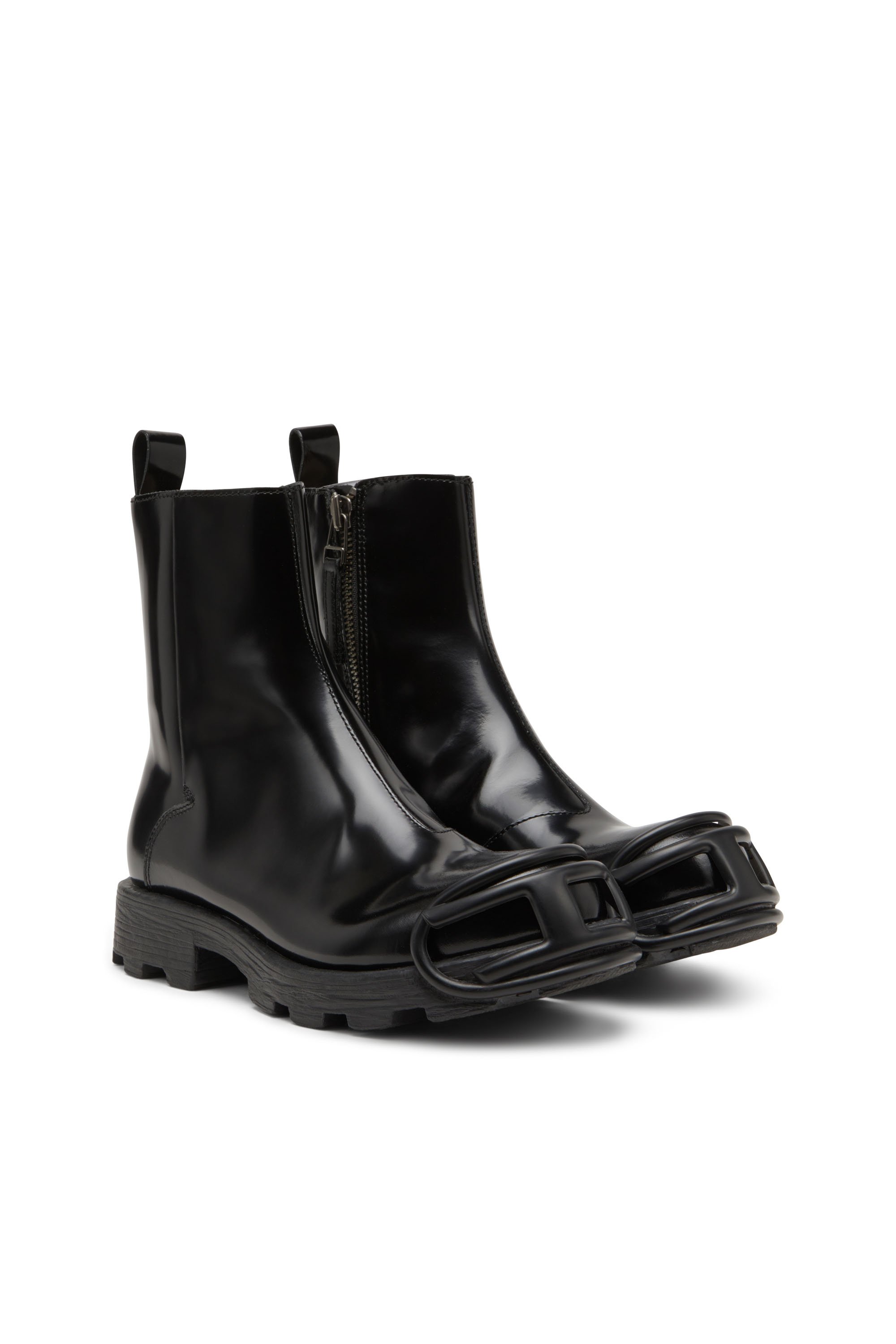 Diesel - D-HAMMER BT ZIP D, D-Hammer-Botines Chelsea de cuero con punteras Oval D Hombre in Negro - 2