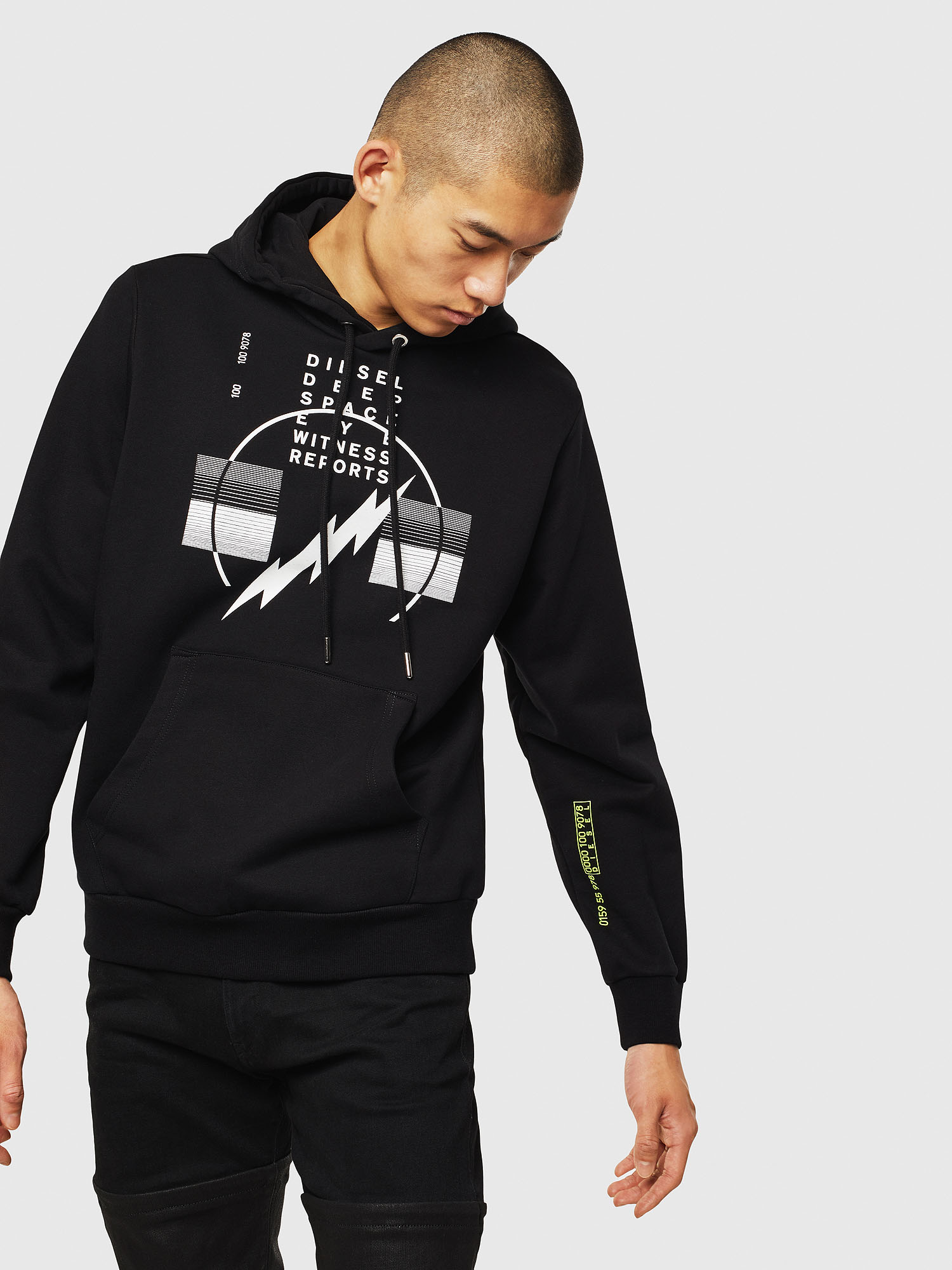 S-GIRK-HOOD-J5 Man: Cotton hoodie with urban print | Diesel