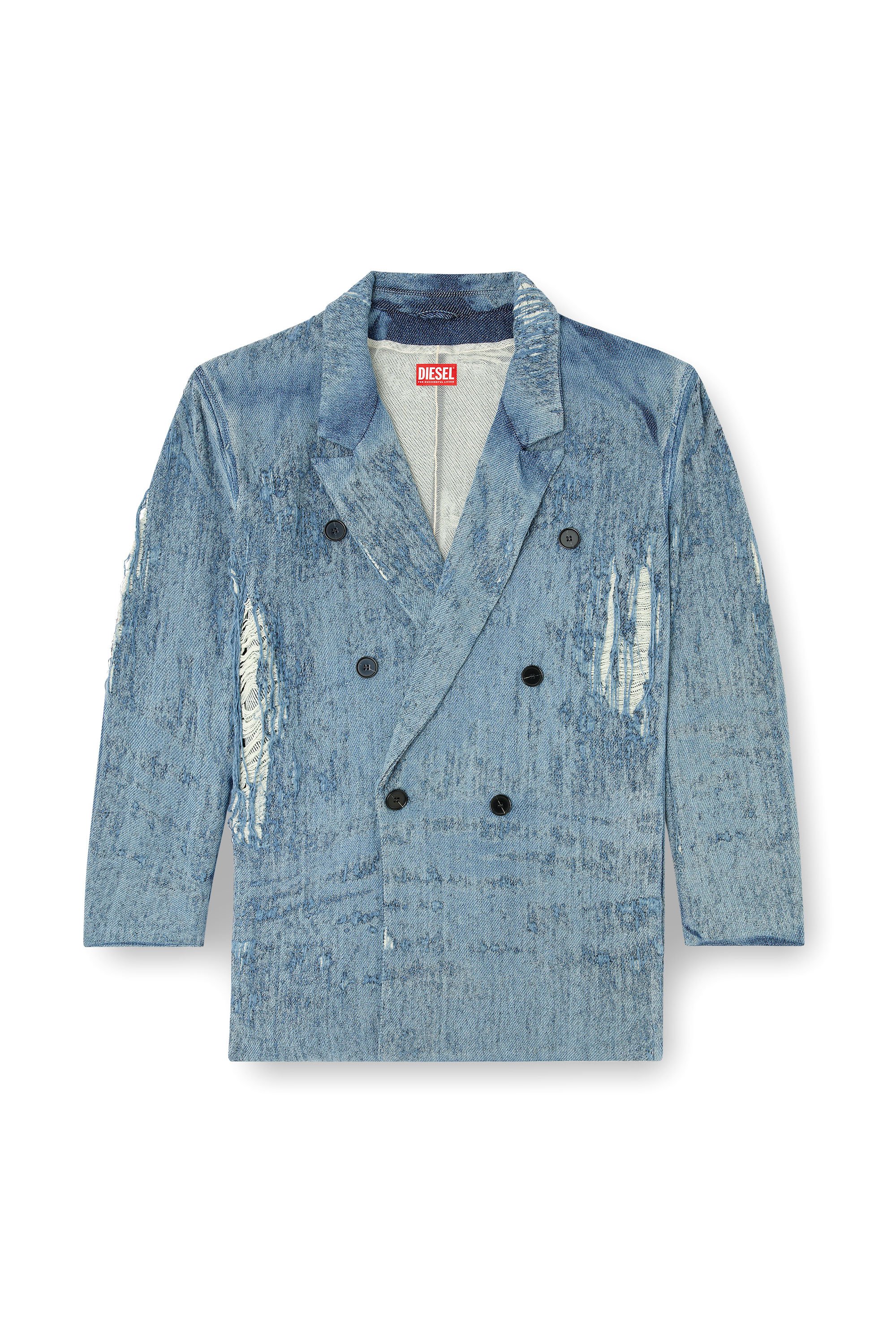 Diesel - D-PEKKA-FSG2, Blazer en denim jacquard ultradestruido Unisex in Azul marino - 7