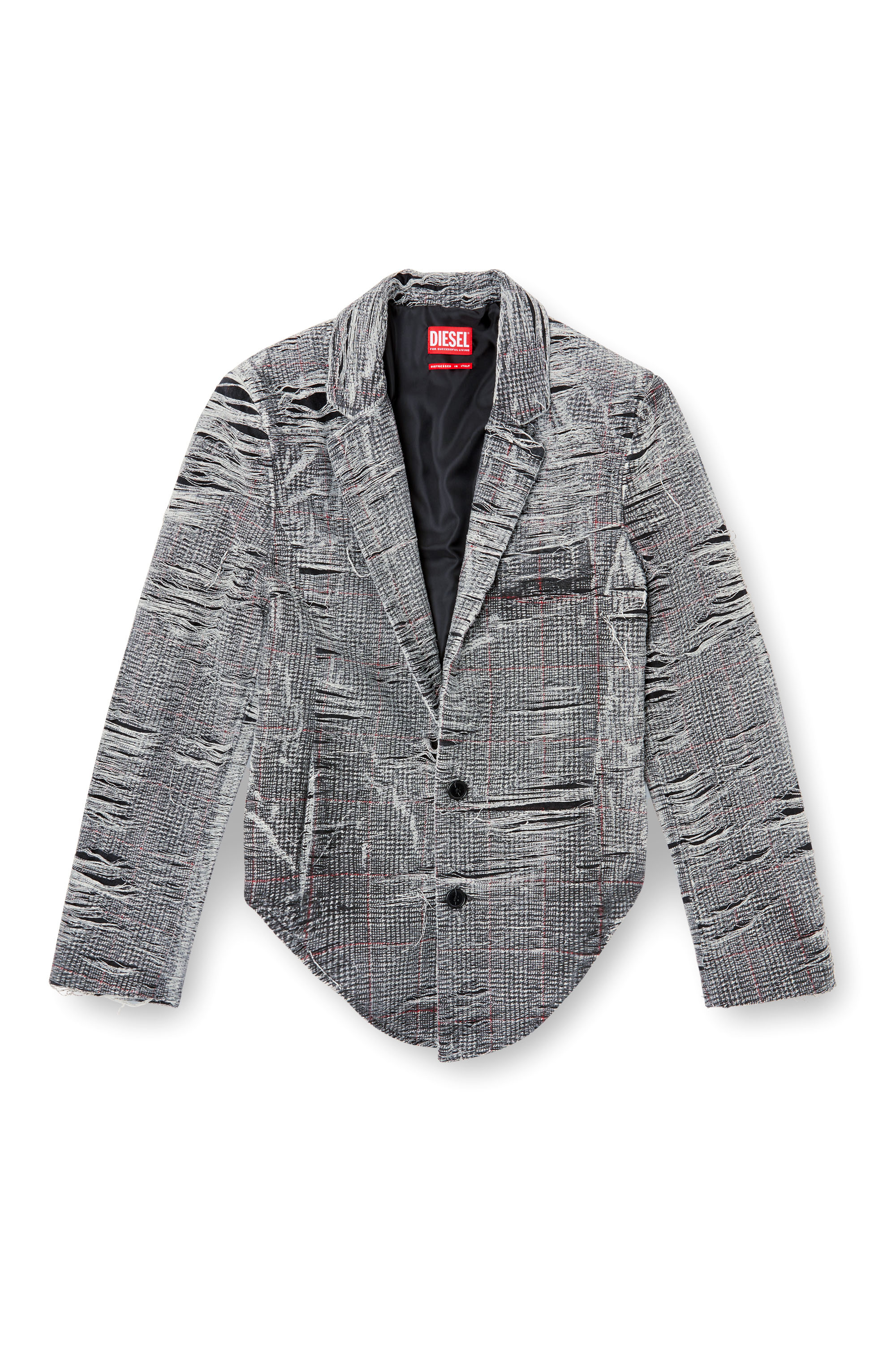 Diesel - DE-PHONIX-FSG, Woman's Blazer in distressed Prince of Wales denim in Grey - 6