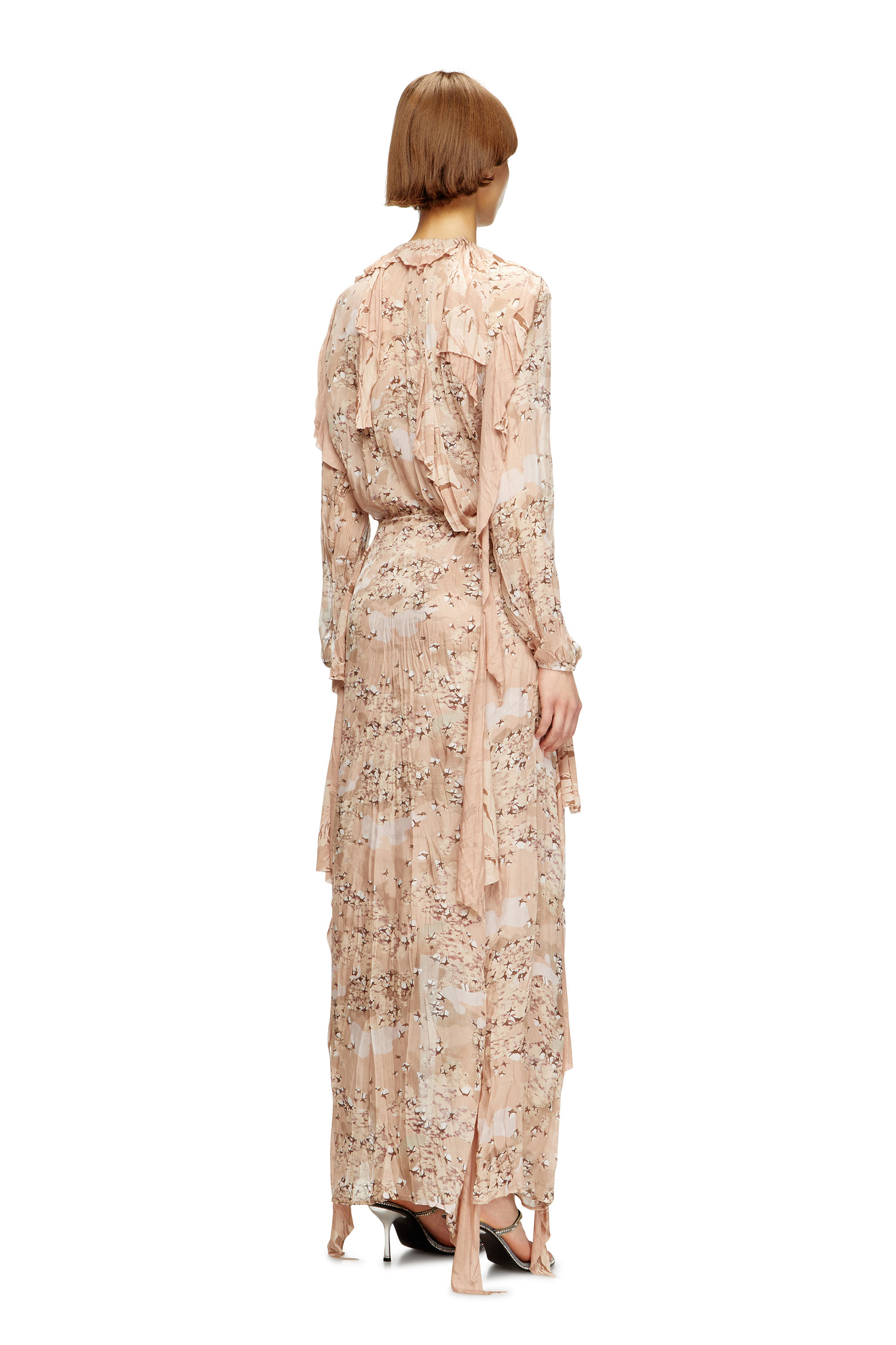 Diesel - D-AZZLING-R1, Maxivestido con volantes de chifón de camuflaje Mujer in ToBeDefined - 4