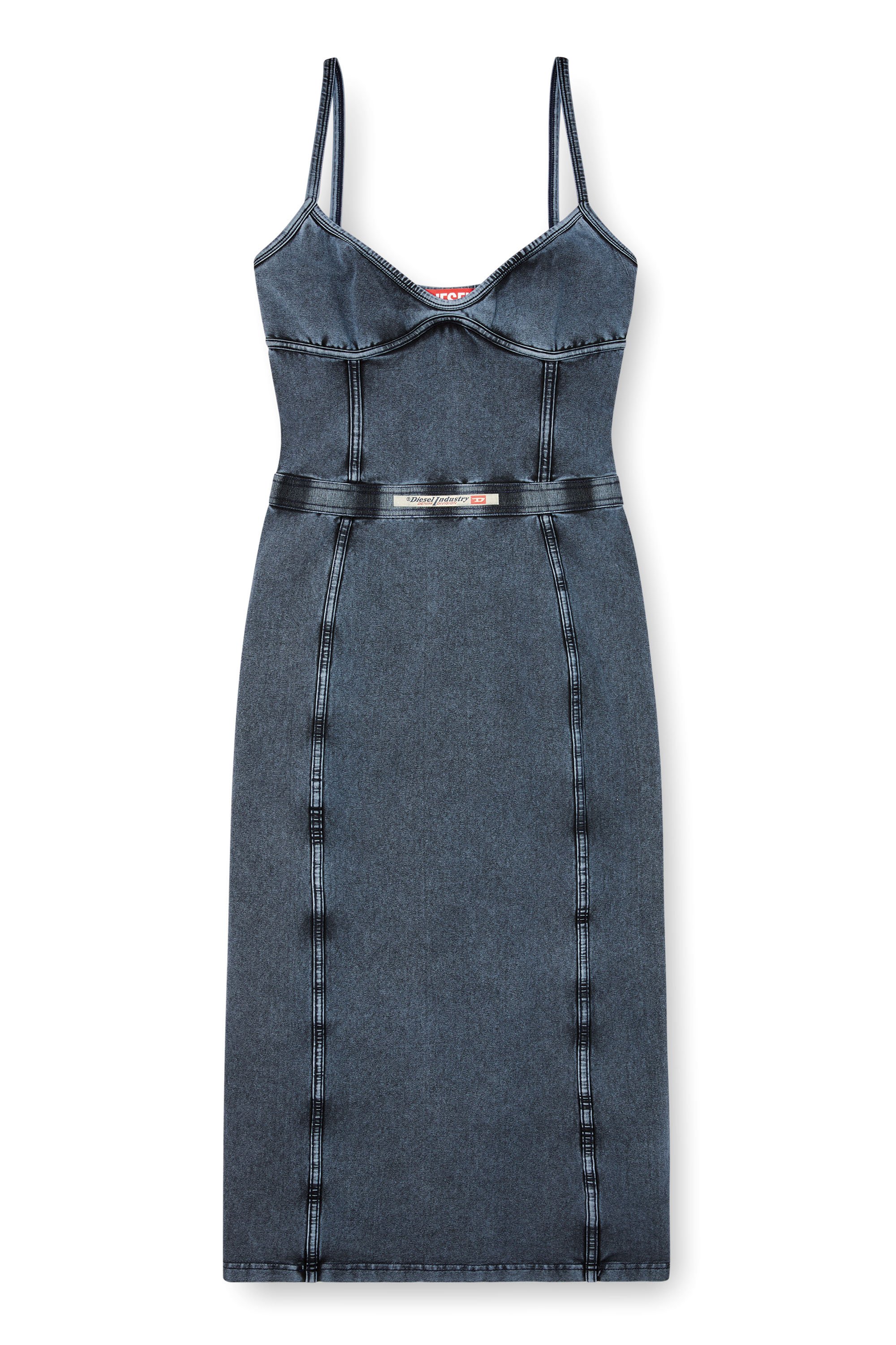 Diesel - D-ONY, Woman's Midi dress in denim-look jersey in Dark Blue - 3