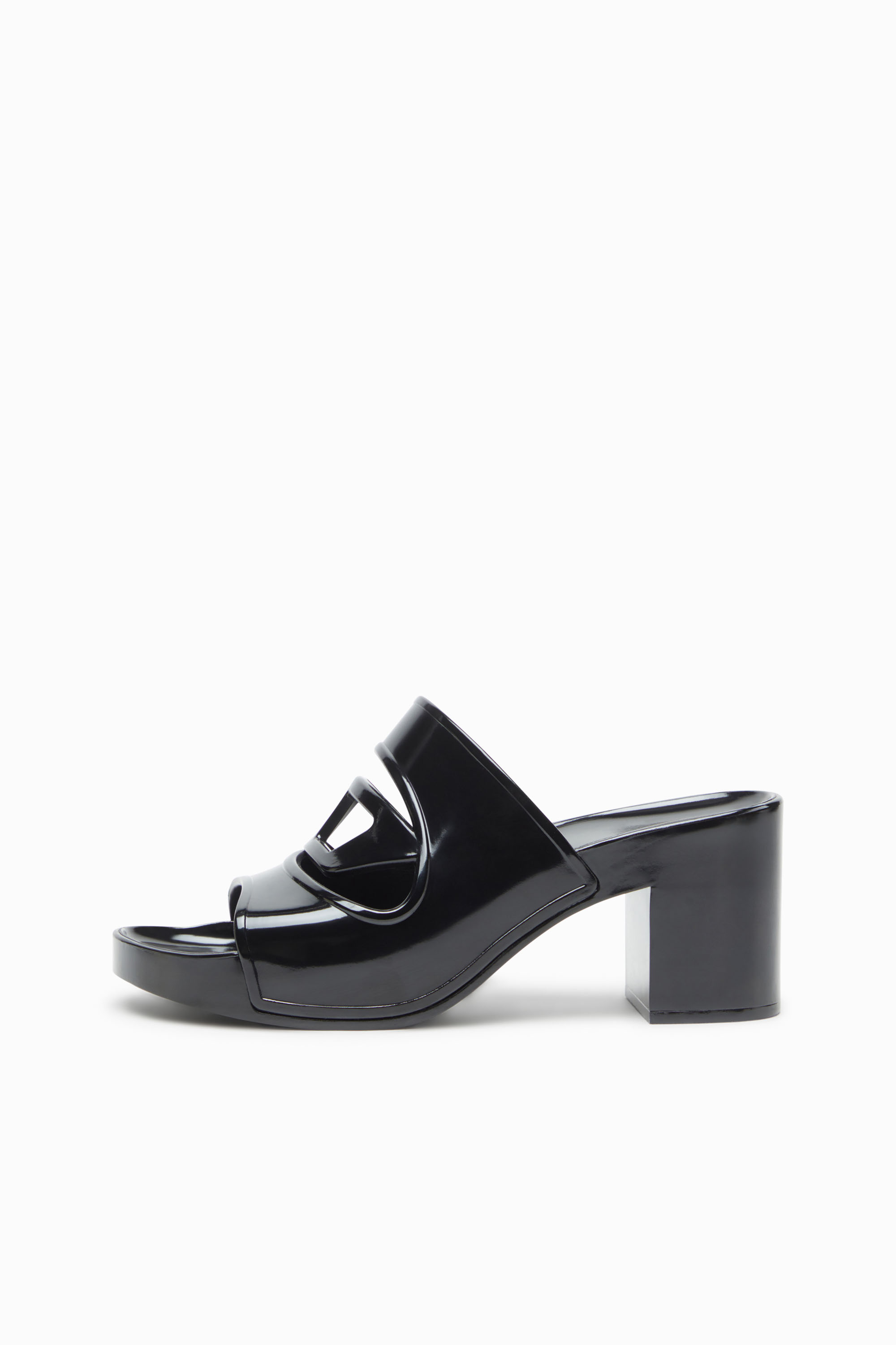 Diesel - SA-BONNIE, Woman's Heeled rubber slides with cut-out logo in Black - 7