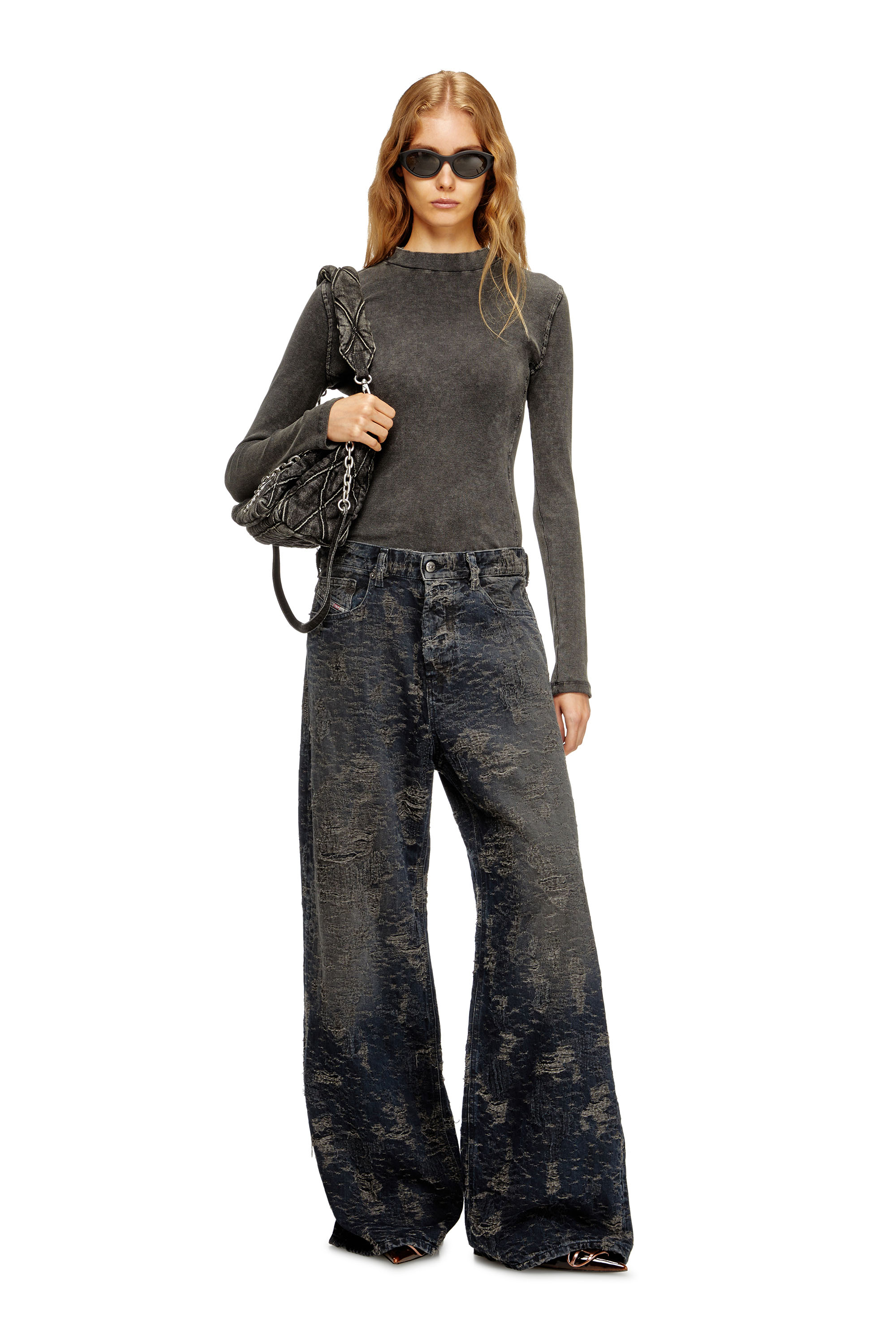 Diesel - Relaxed Jeans 1996 D-Sire 007BV Mujer, Negro/Gris oscuro - 2
