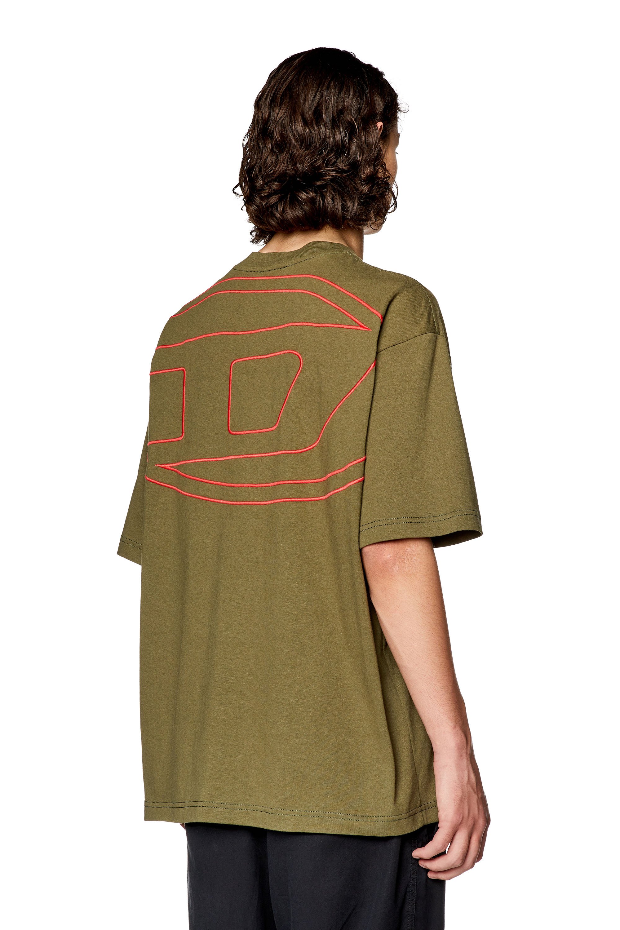 Diesel - T-BOGGY-MEGOVAL-D, Man T-shirt with maxi oval D embroidery in Green - Image 1