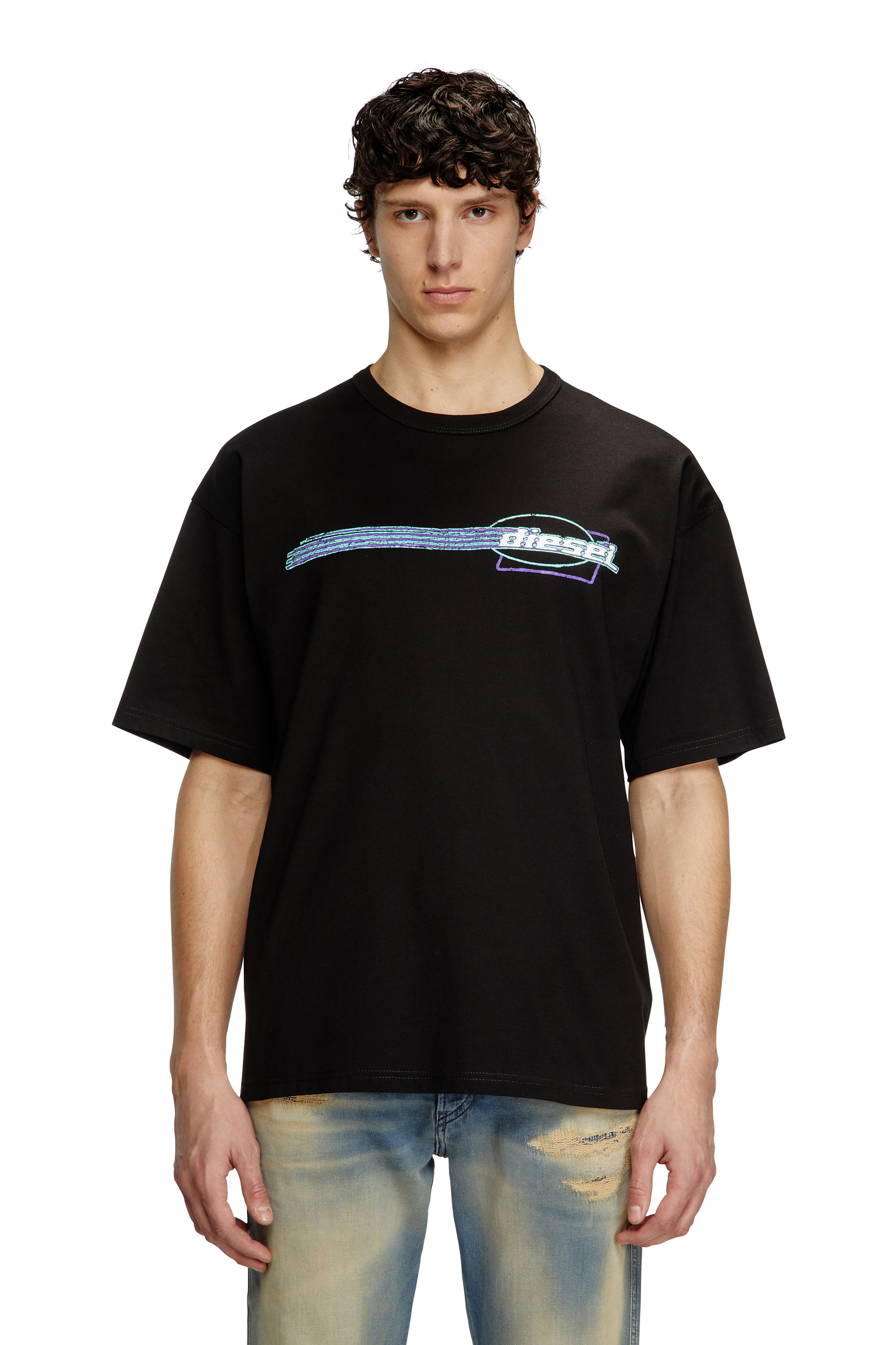 Diesel - T-BOXT-R16, Man's T-shirt with flocked logo graphics in null - 1