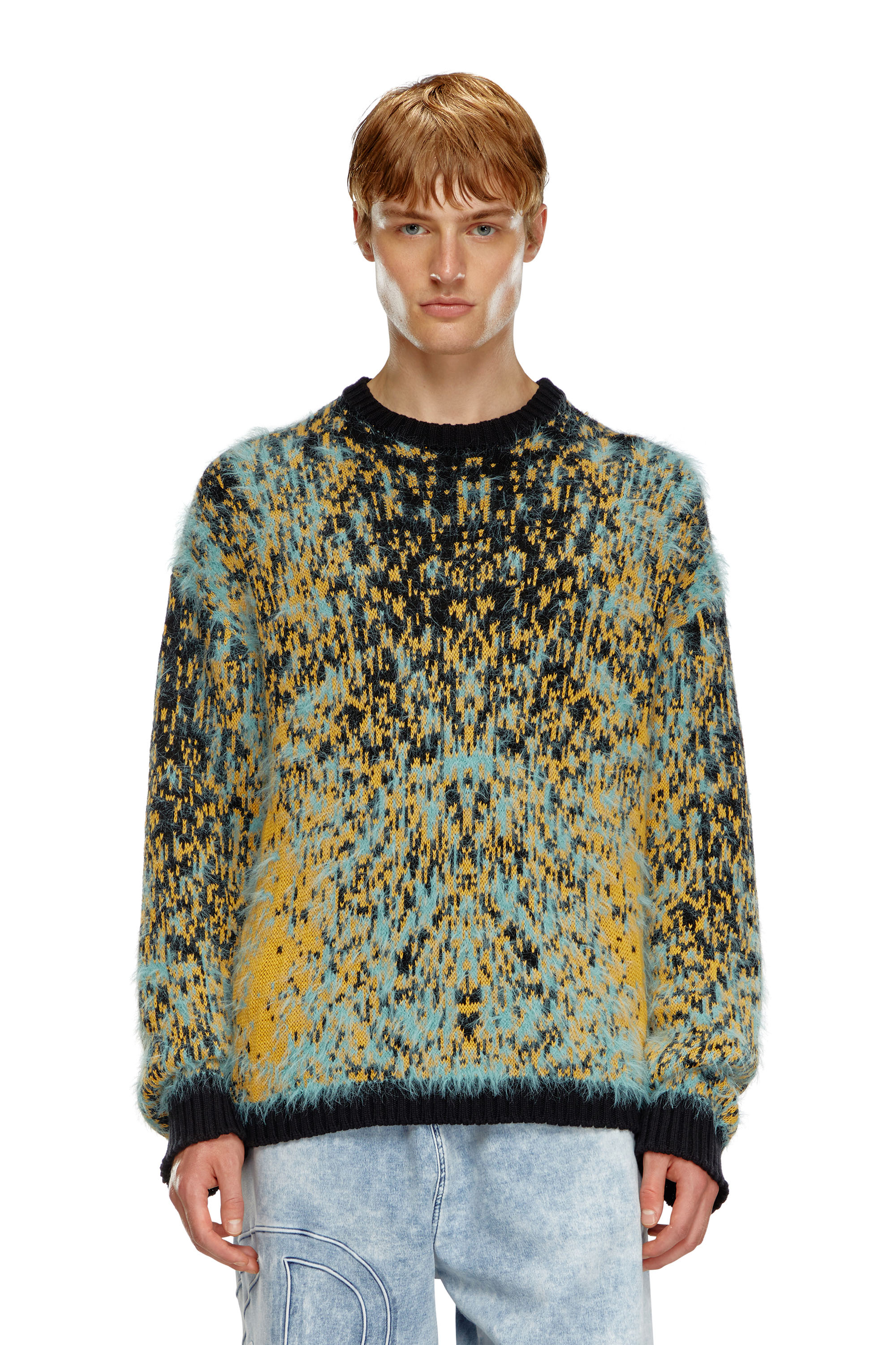 Diesel - K-RAIN, Man's Jumper with acid rain effect in Blue/Yellow - 1