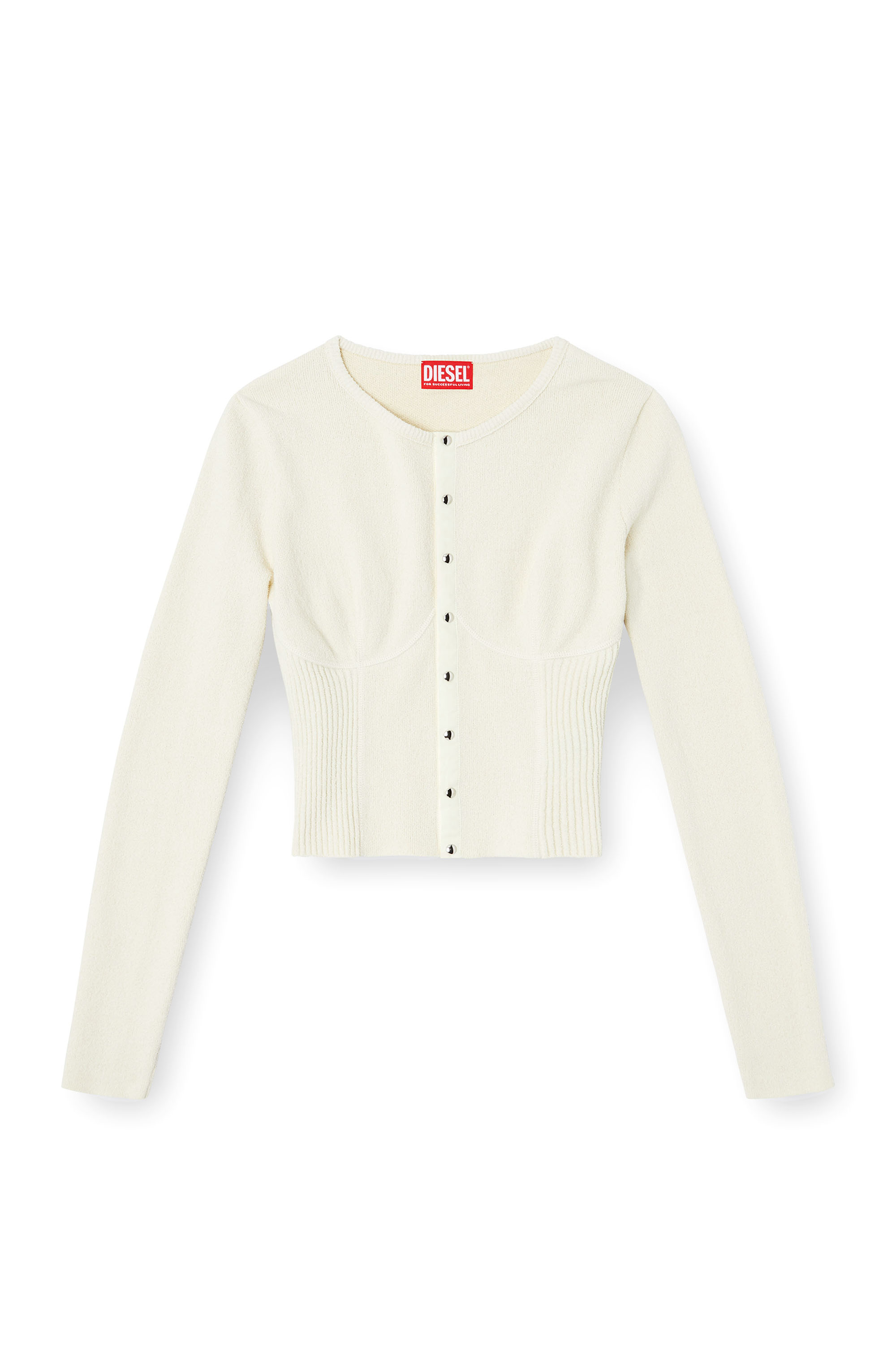 Diesel - M-LESTA, Woman's Bustier-effect cropped cardigan in White - 5