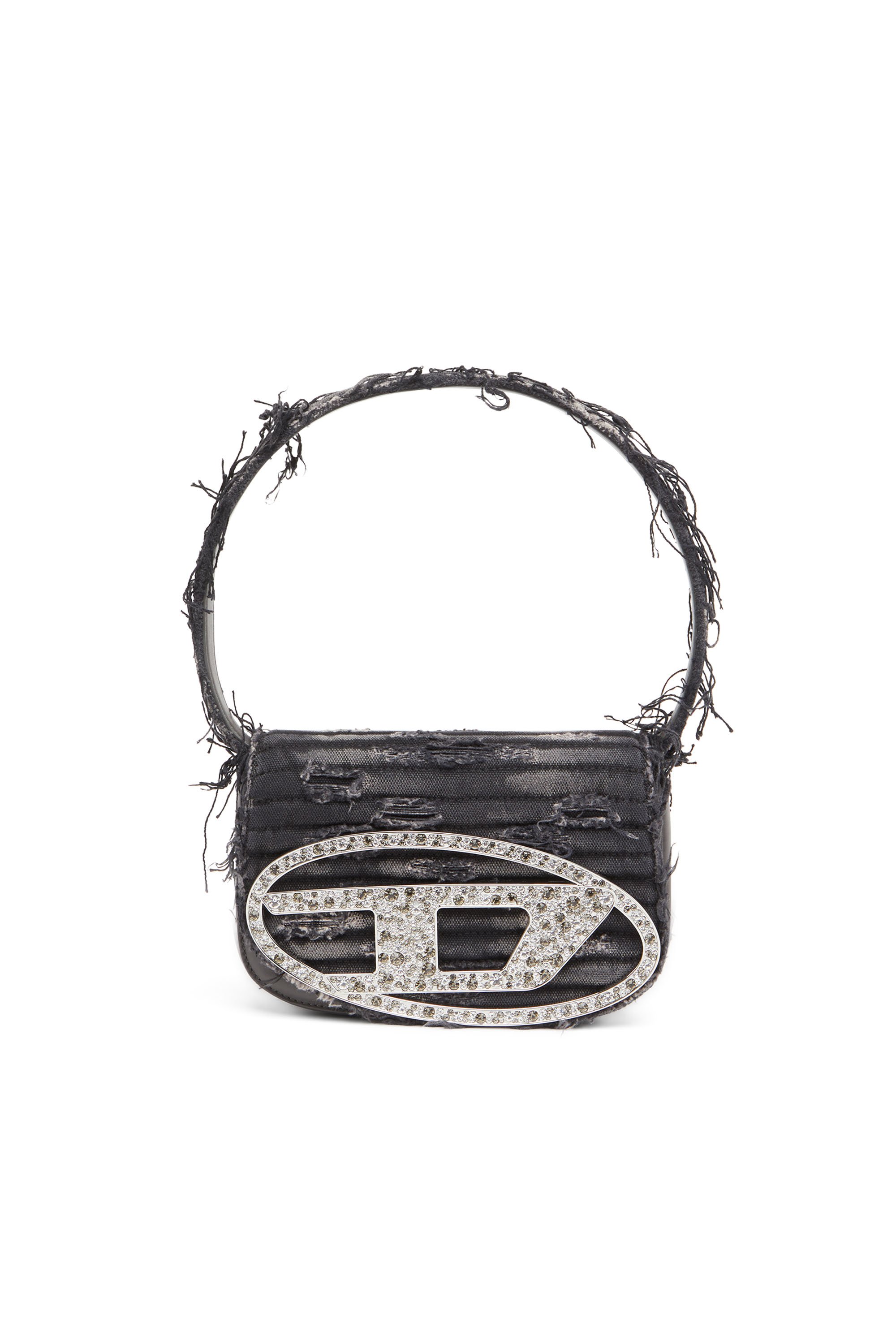 Diesel - 1DR, Woman 1DR - Iconic shoulder bag in crystal canvas in Black - Image 2