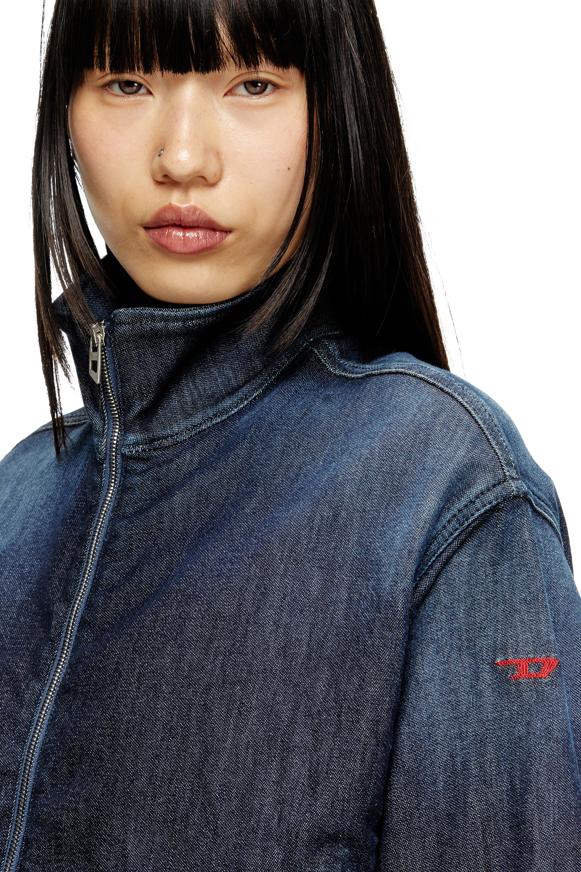 Diesel - DE-SANDERZ JOGG, Woman's High-neck JoggJeans jacket in Dark Blue - 4