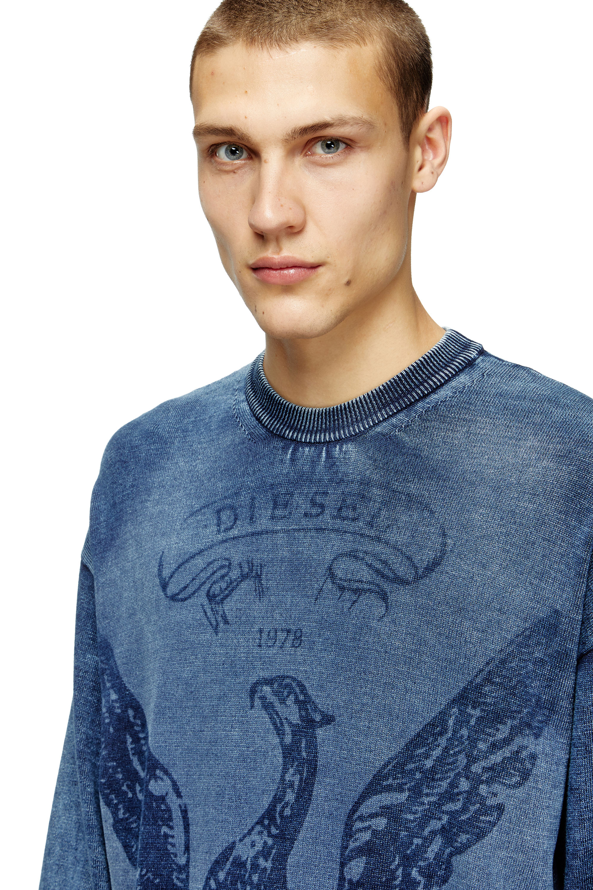 Diesel - K-FENICOL, Man's Indigo jumper with Phoenix logo in Blue - 4