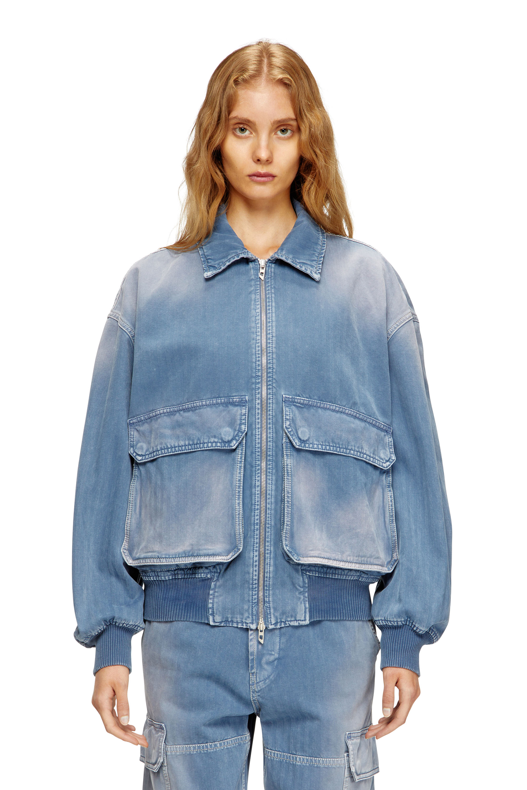 Diesel - D-KURZ, Chaqueta en denim de espiga coloreada Unisex in Azul marino - 1