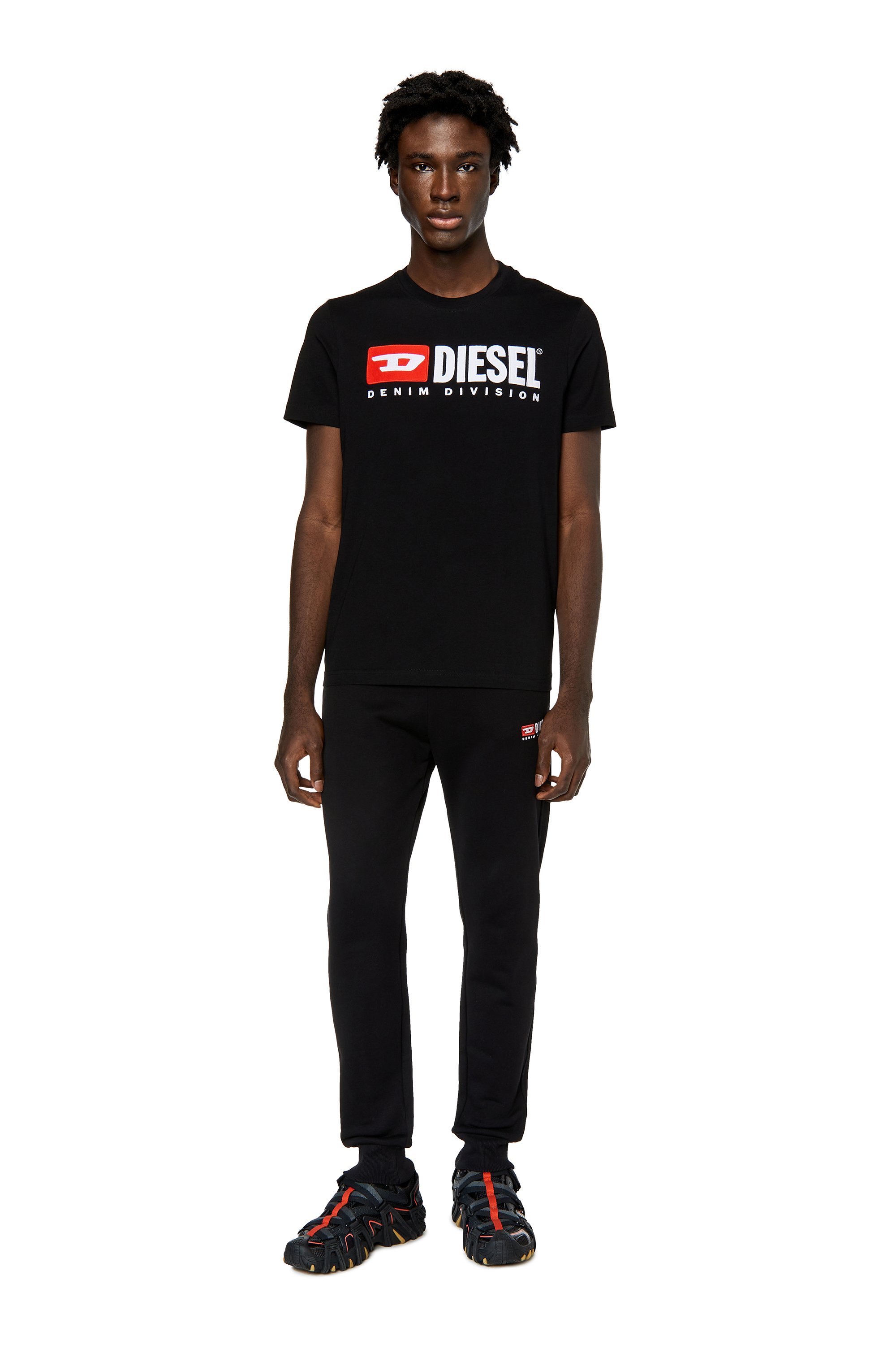 Diesel - T-DIEGOR-DIV, Man T-shirt with embroidered logo in Black - Image 4