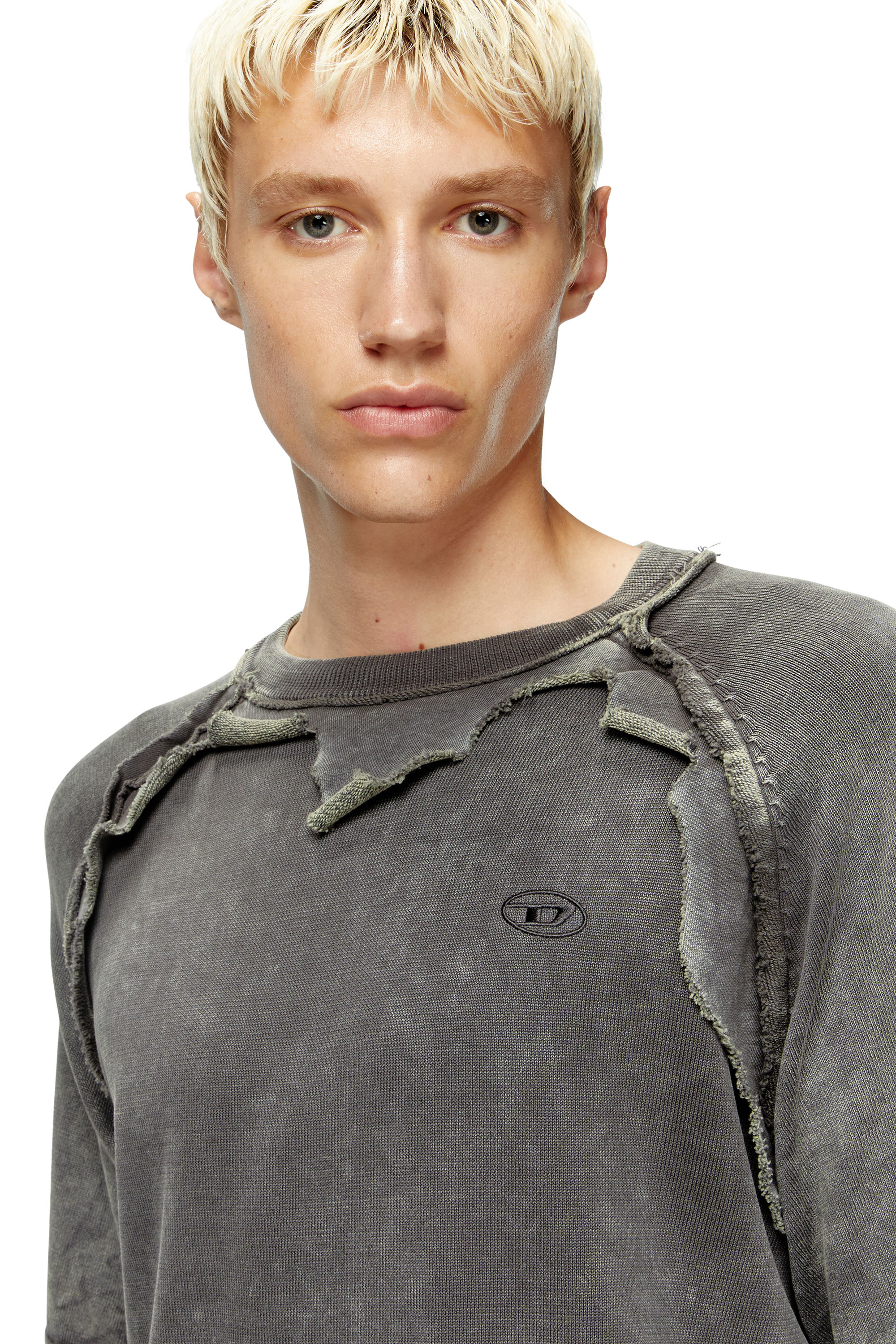 Diesel - K-PETRO, Jersey en capas con efecto destruido Hombre in Gris - 4