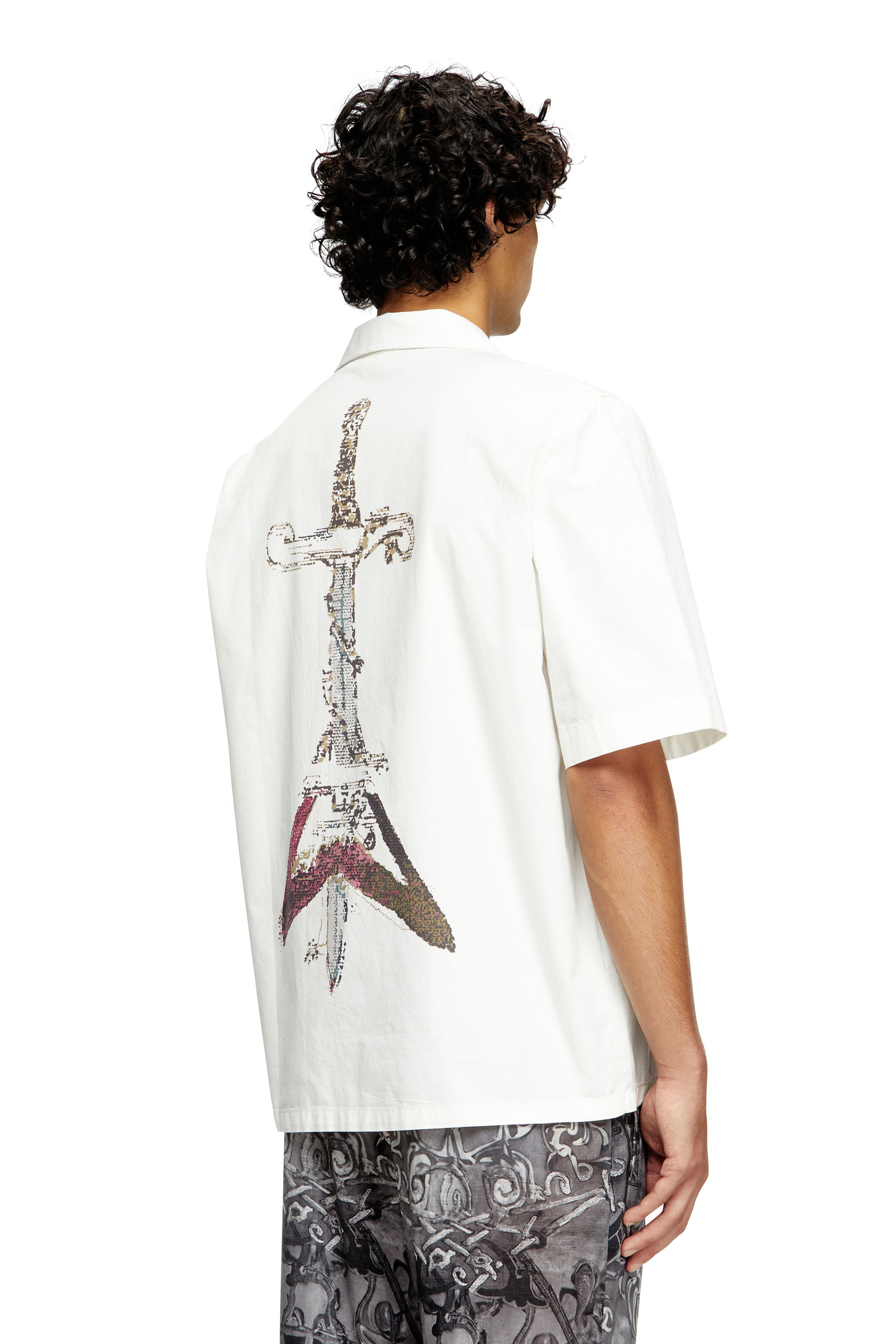 Diesel - S-BRACK-A-HGBS, Man's Shirt with sword print in White - 3
