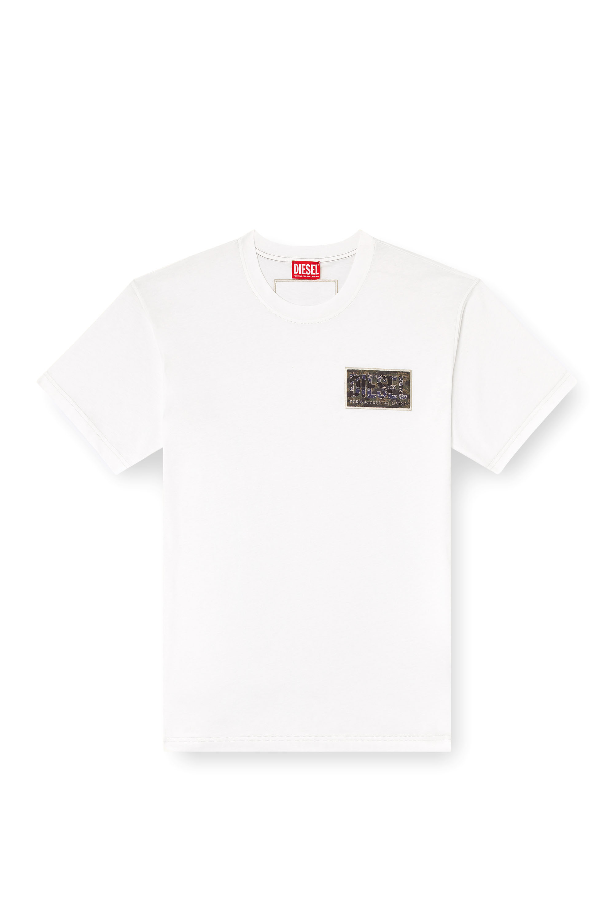 Diesel - T-NORM-T3, Man's T-shirt with camo logo patch in White - 3