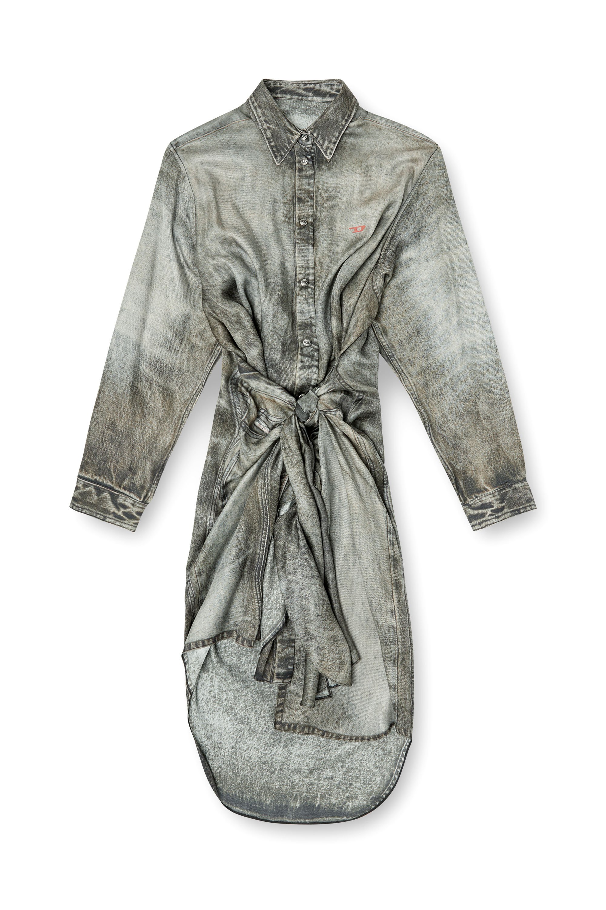 Diesel - D-ILETTA, Vestido de corte cruzado de viscosa tipo denim Mujer in Gris - 3