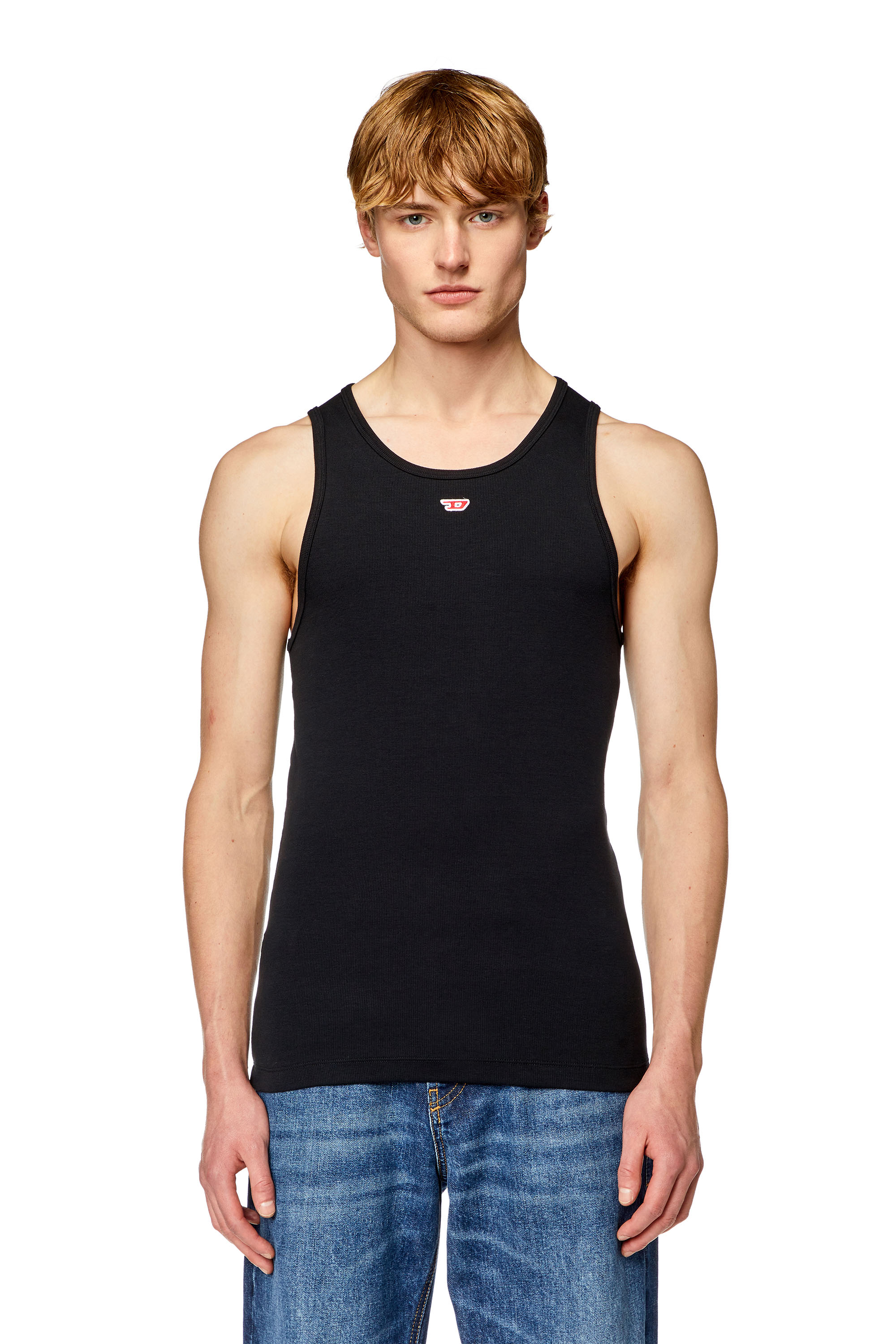 Diesel - T-LIFTY-D, Man Tank top with mini D logo patch in Black - Image 3