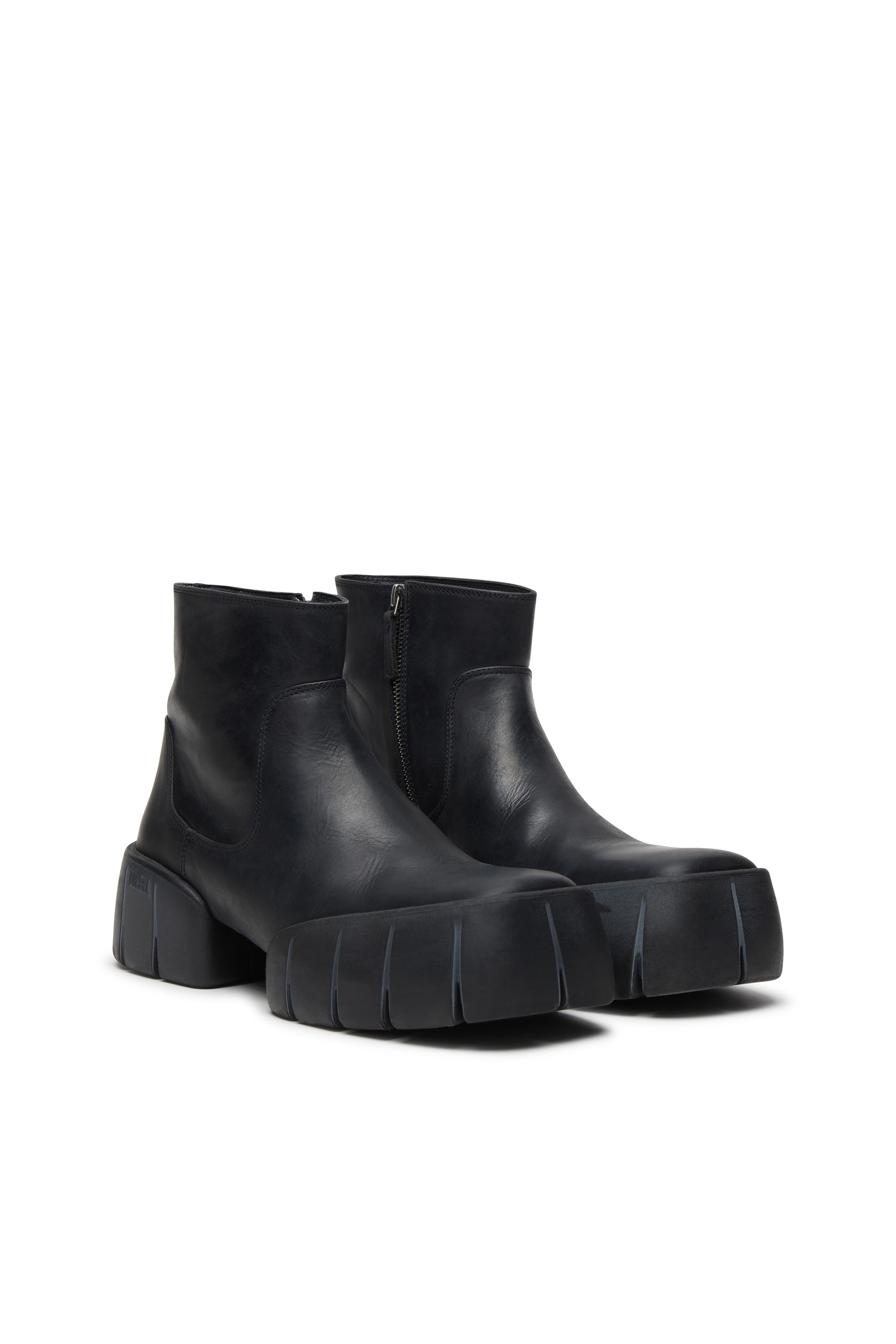 Diesel - D-TEX BT, Botas de cuero encerado hasta el tobillo con suela partida Hombre in Negro - 3