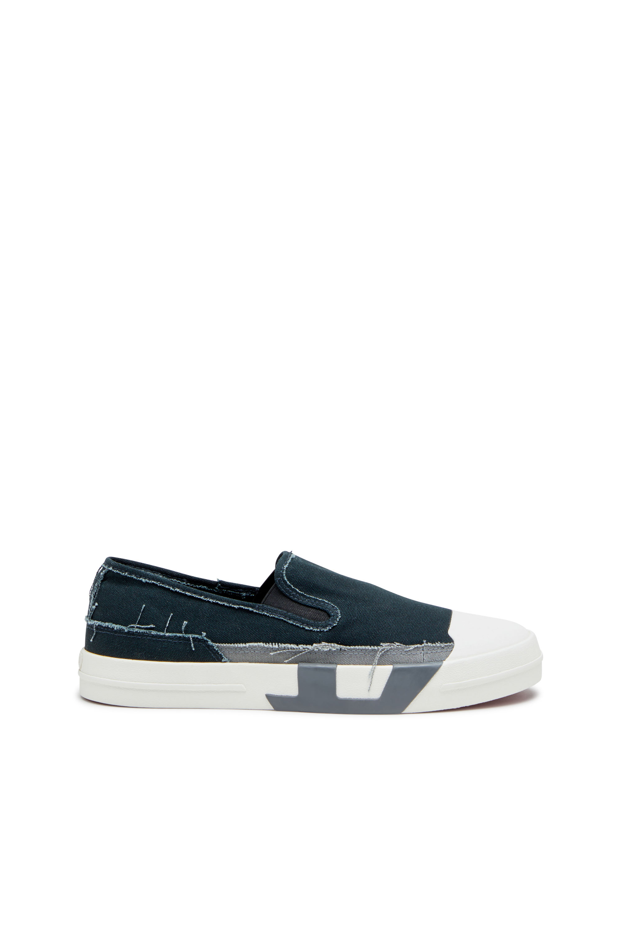 Diesel - S-D-VERSE SO, Man's Slip-on sneakers in frayed canvas in Blue/Grey - 1