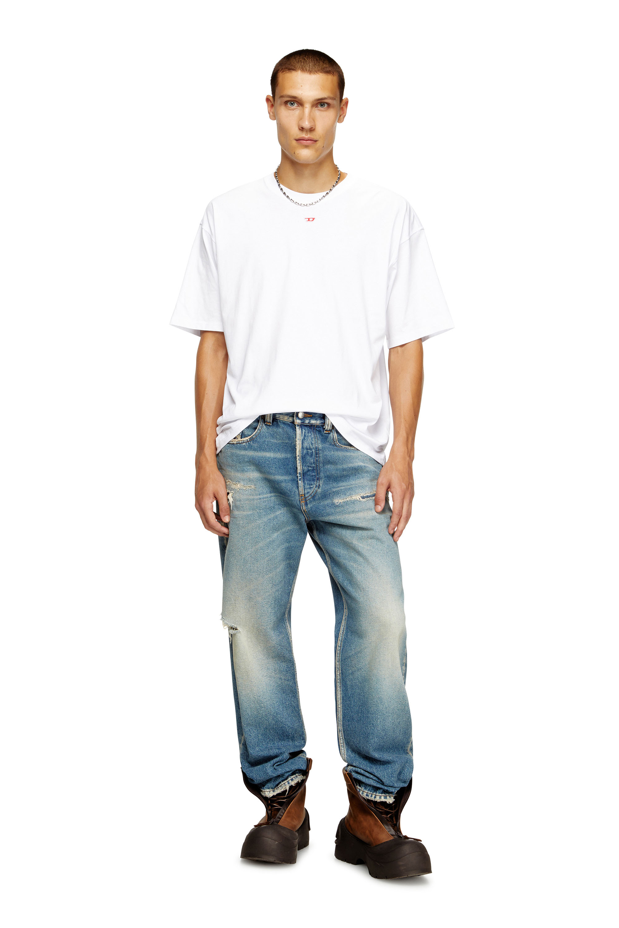 Women's T-shirt with embroidered D patch | White | Diesel