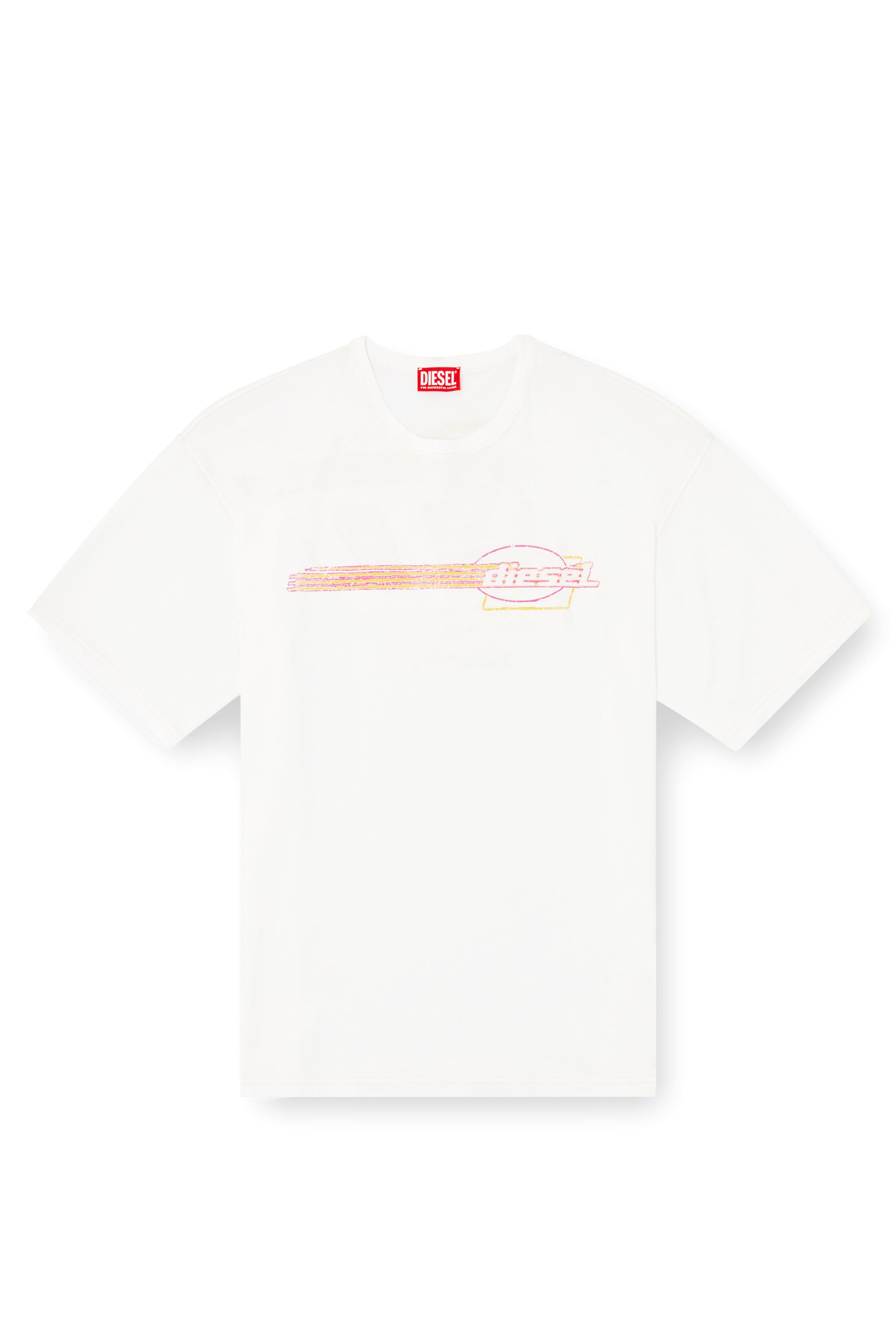 Diesel - T-BOXT-R16, Man's T-shirt with flocked logo graphics in White - 4