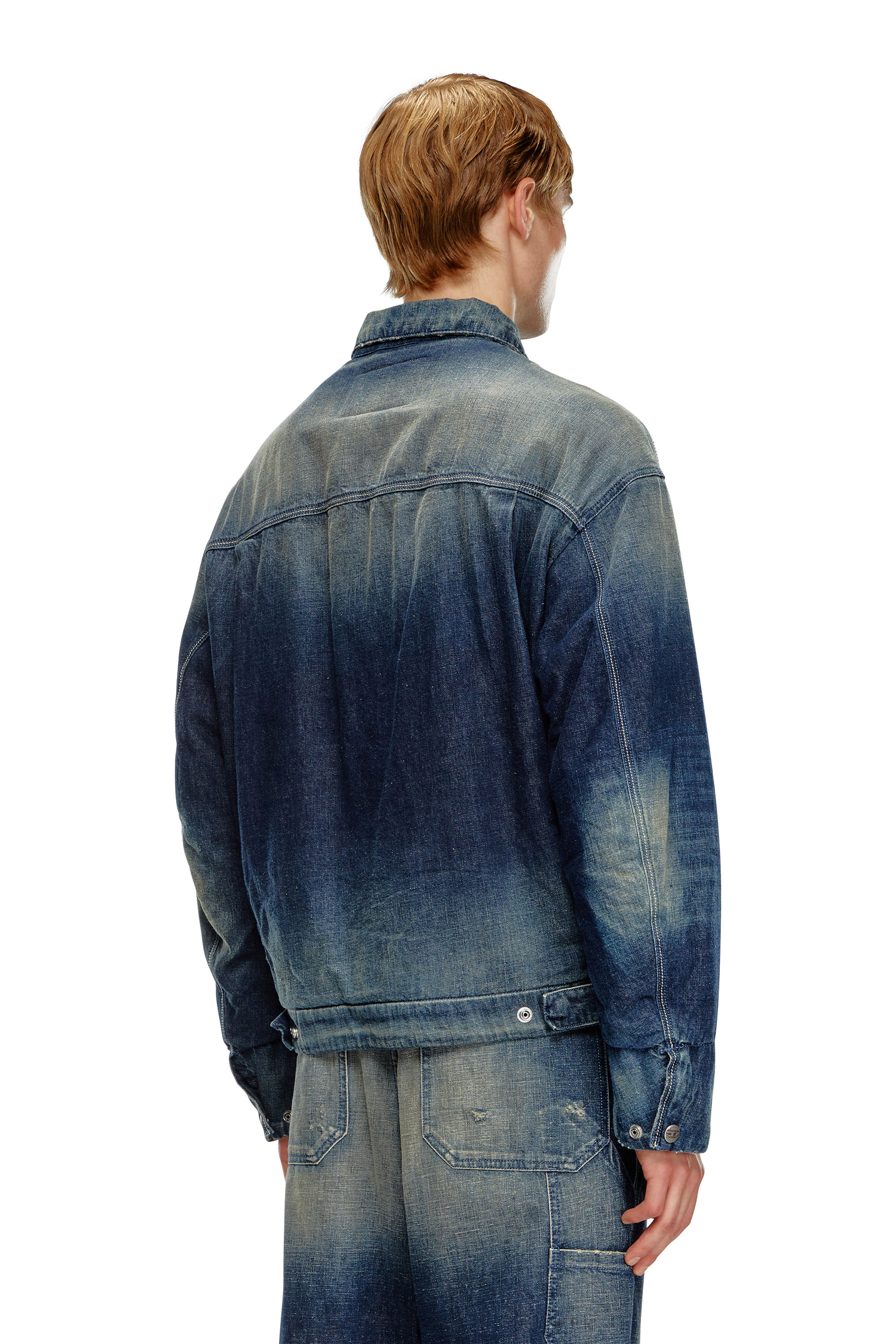 Diesel - D-STACK, Chaqueta acolchada en denim de estilo utility Hombre in Azul marino - 4