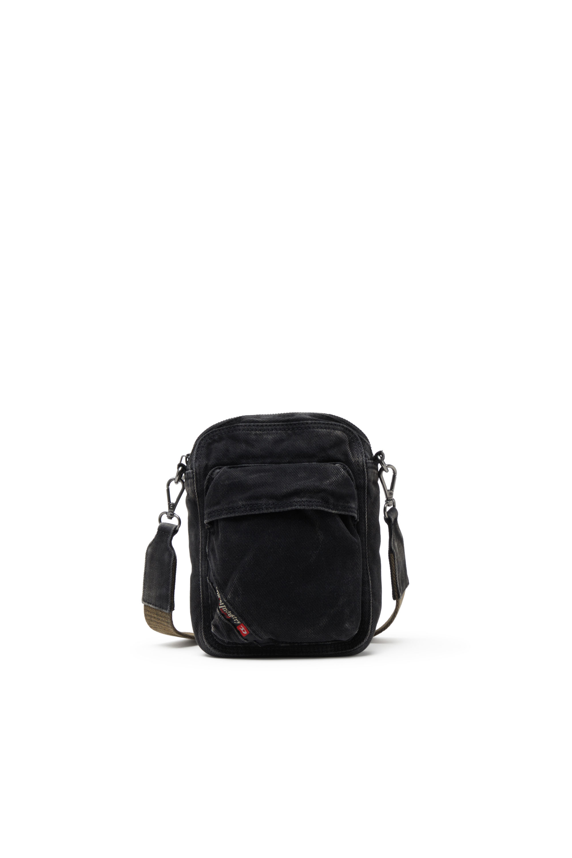 Diesel - MULTI-PKTS CROSSBODY X, Multi-Pkts-Bandolera de denim lavado Hombre in Negro - 1