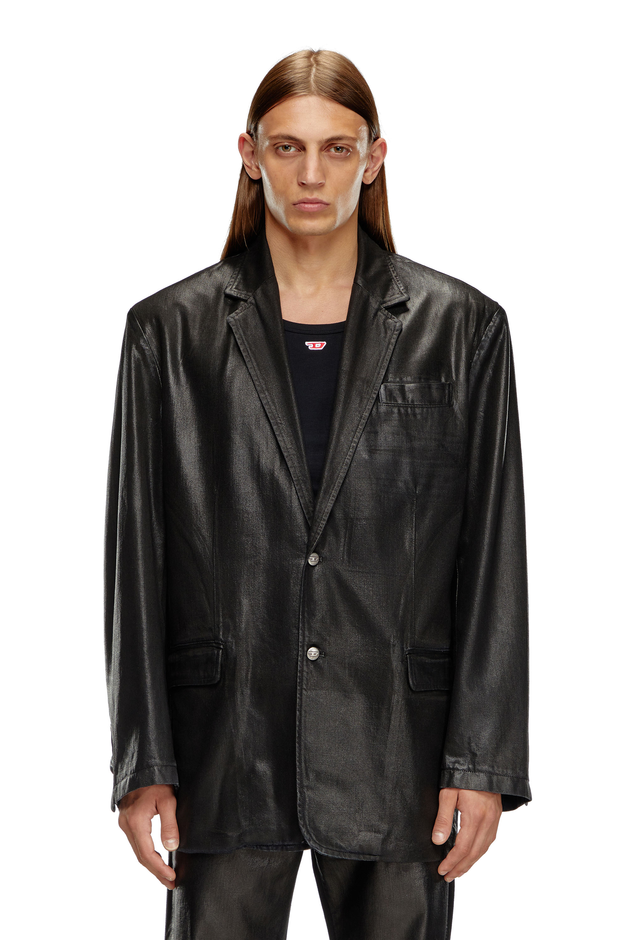 Diesel - D-BLA, Unisex's Blazer in coated tailoring denim in Black - 5