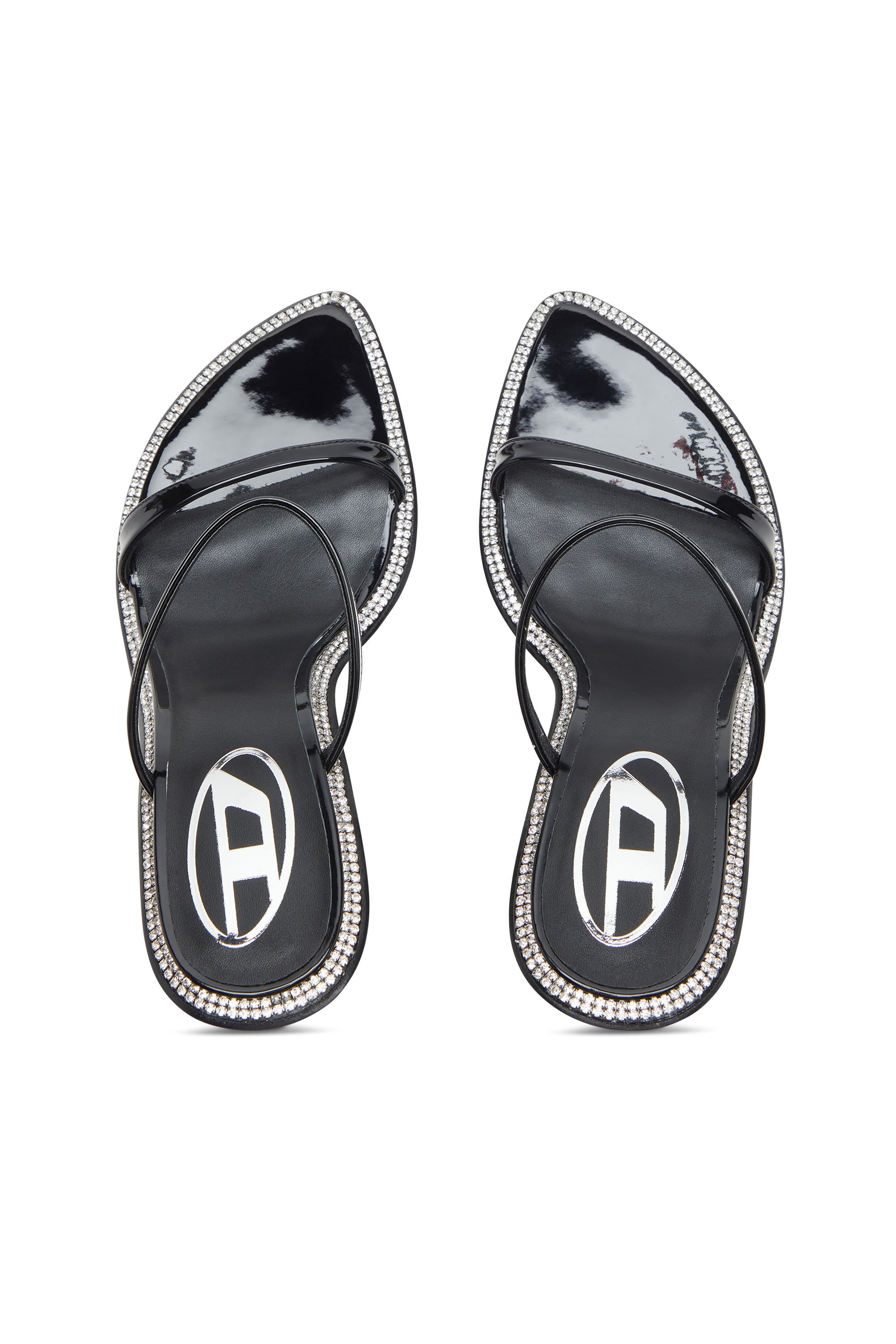 Diesel - D-HAVANNA SDL, D-Havanna-Zapatos sin talón de charol con tiras y cristales Mujer in Negro - 4