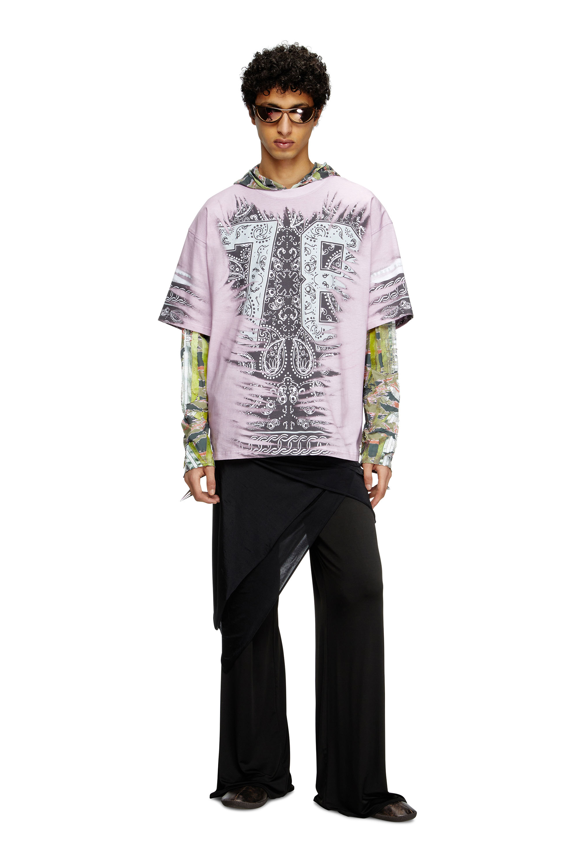 DIESEL ランタルホックス三ハックTシャツ 【関税込】 Men's T-shirt with 78 bandana print | Pink | Diesel