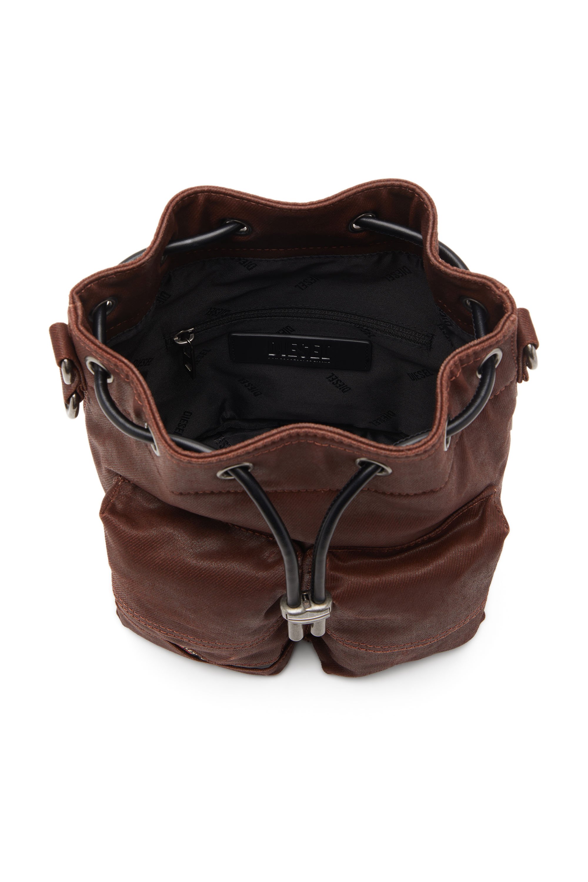 Diesel - MULTI-PKTS BUCKET X, Unisex's Multi-Pkts - Cotton bag with multiple pockets in Brown - 4