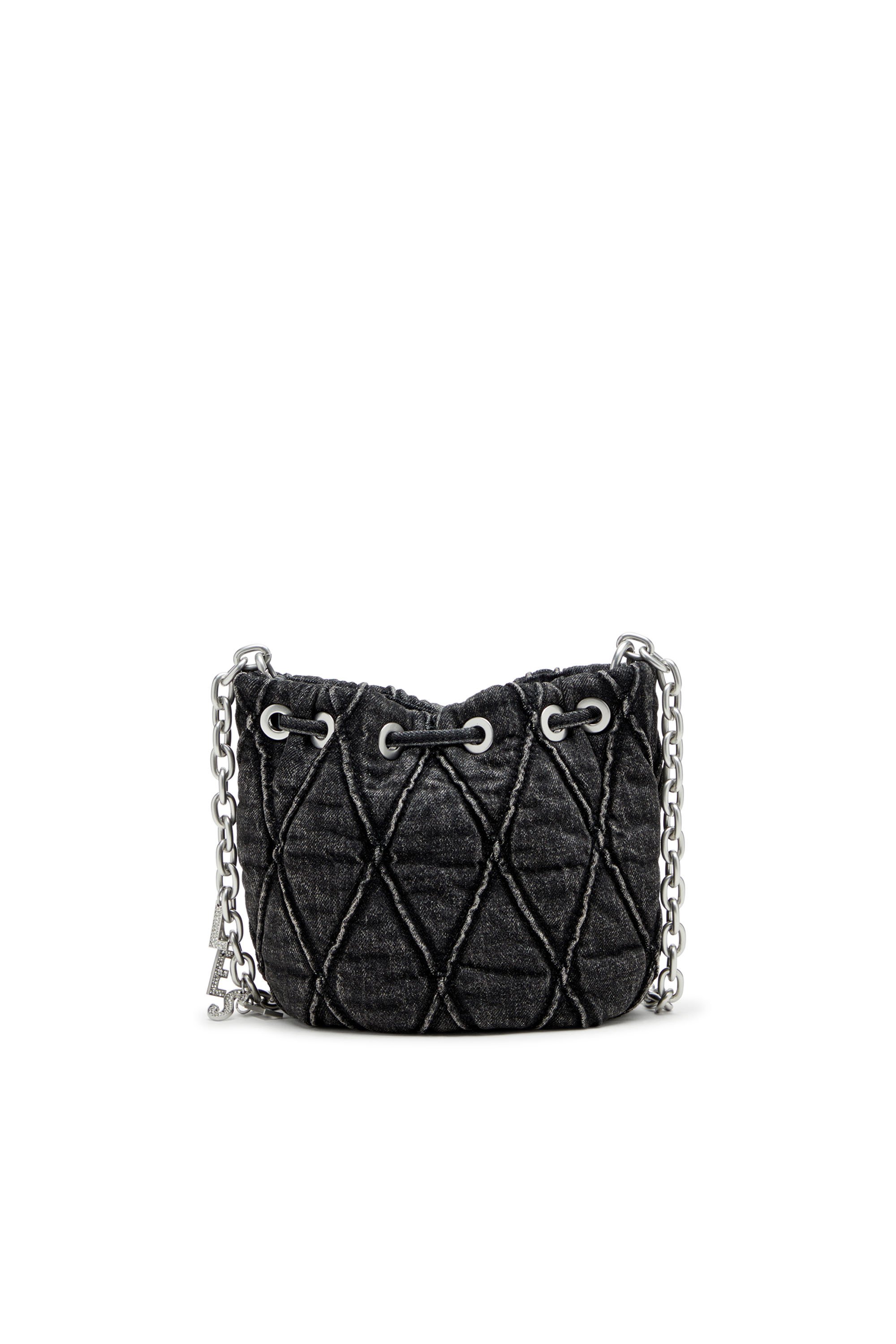 Diesel - CHARM-D BUCKET S, Charm-D S-Bolso mini tipo cubo en denim acolchado tratado Mujer in Negro - 3